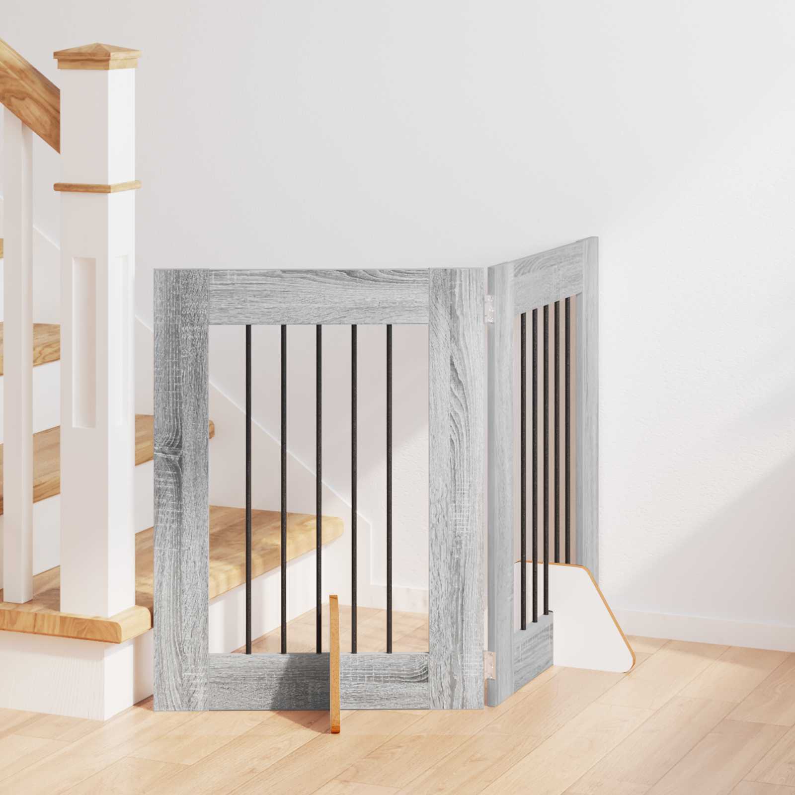 Cancello Per Cani Con Supporti 2 Pcs Grigio Sonoma 60 X 60 cm