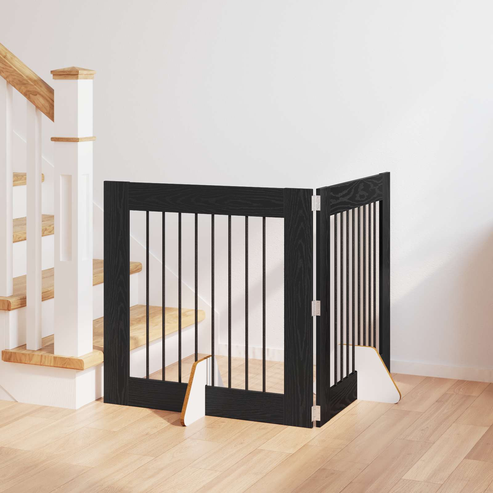 Cancello Per Cani Con Supporti 2 Pcs Rovere Nero 80 X 80 cm