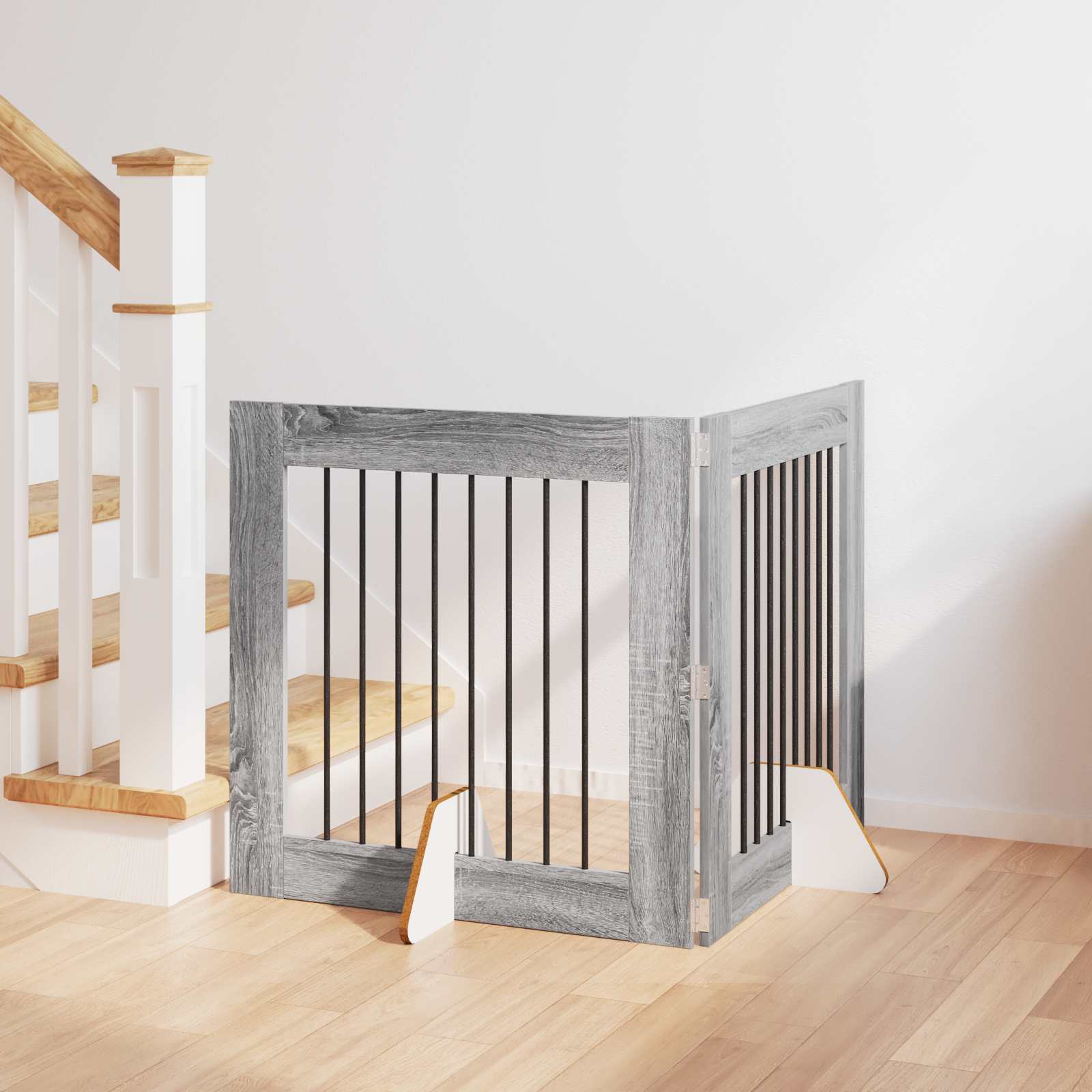Cancello Per Cani Con Supporti 2 Pcs Grigio Sonoma 80 X 80 cm