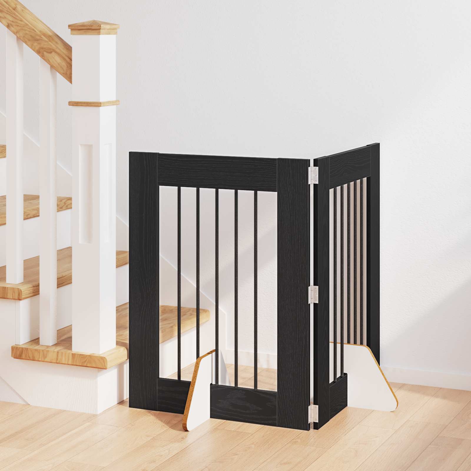 Cancello Per Cani Con Supporti 2 Pcs Rovere Nero 60 X 80 cm