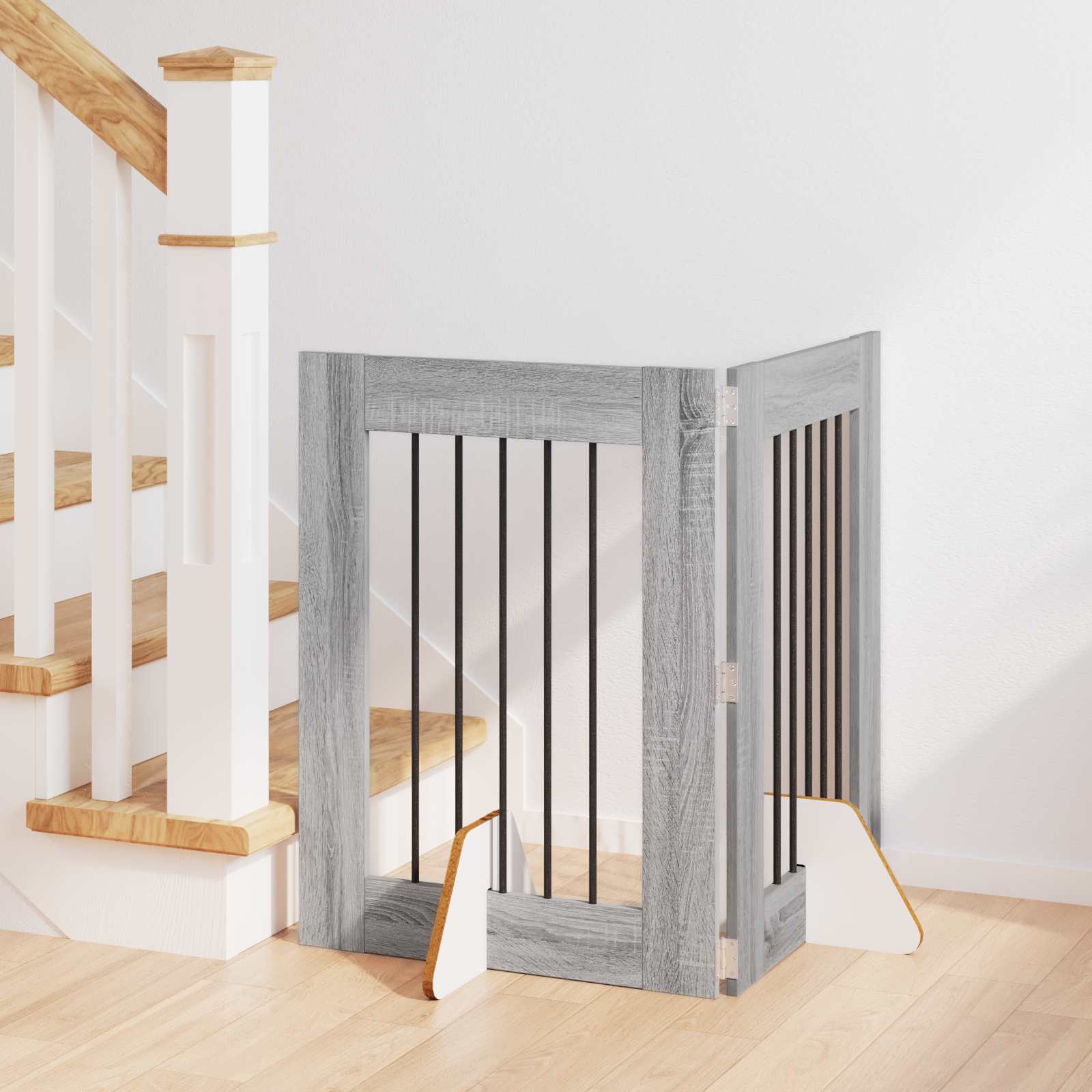 Cancello Per Cani Con Supporti 2 Pcs Grigio Sonoma 60 X 80 cm
