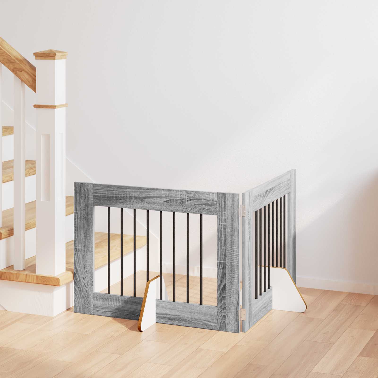 Cancello Per Cani Con Supporti 2 Pcs Grigio Sonoma 80 X 60 cm