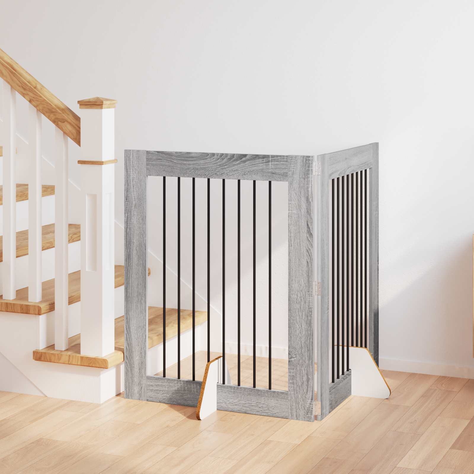 Cancello Per Cani Con Supporti 2 Pcs Grigio Sonoma 80 X 100 cm