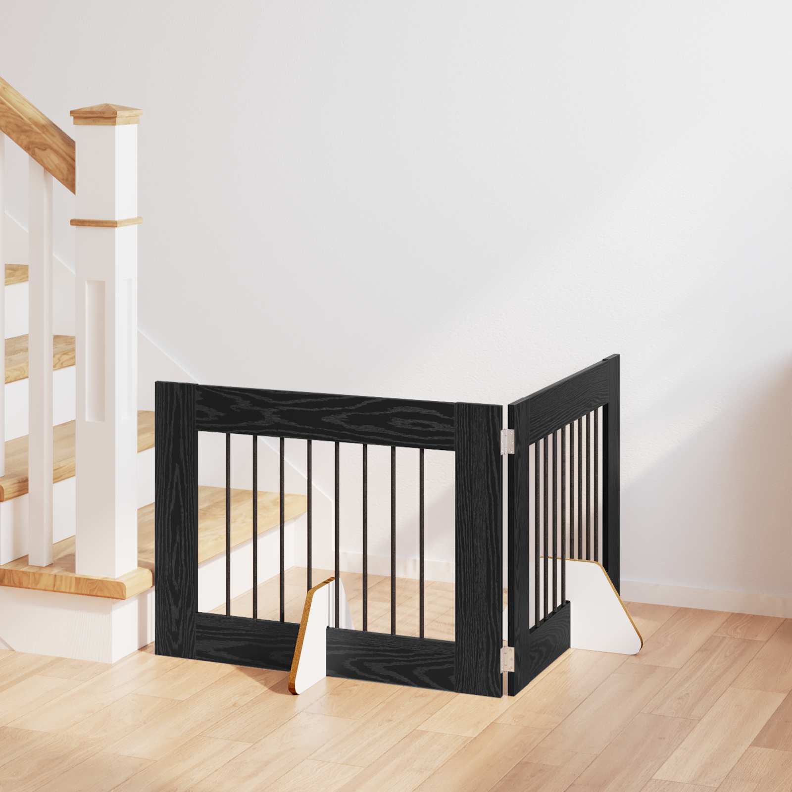 Cancello Per Cani Con Supporti 2 Pcs Rovere Nero 80 X 60 cm