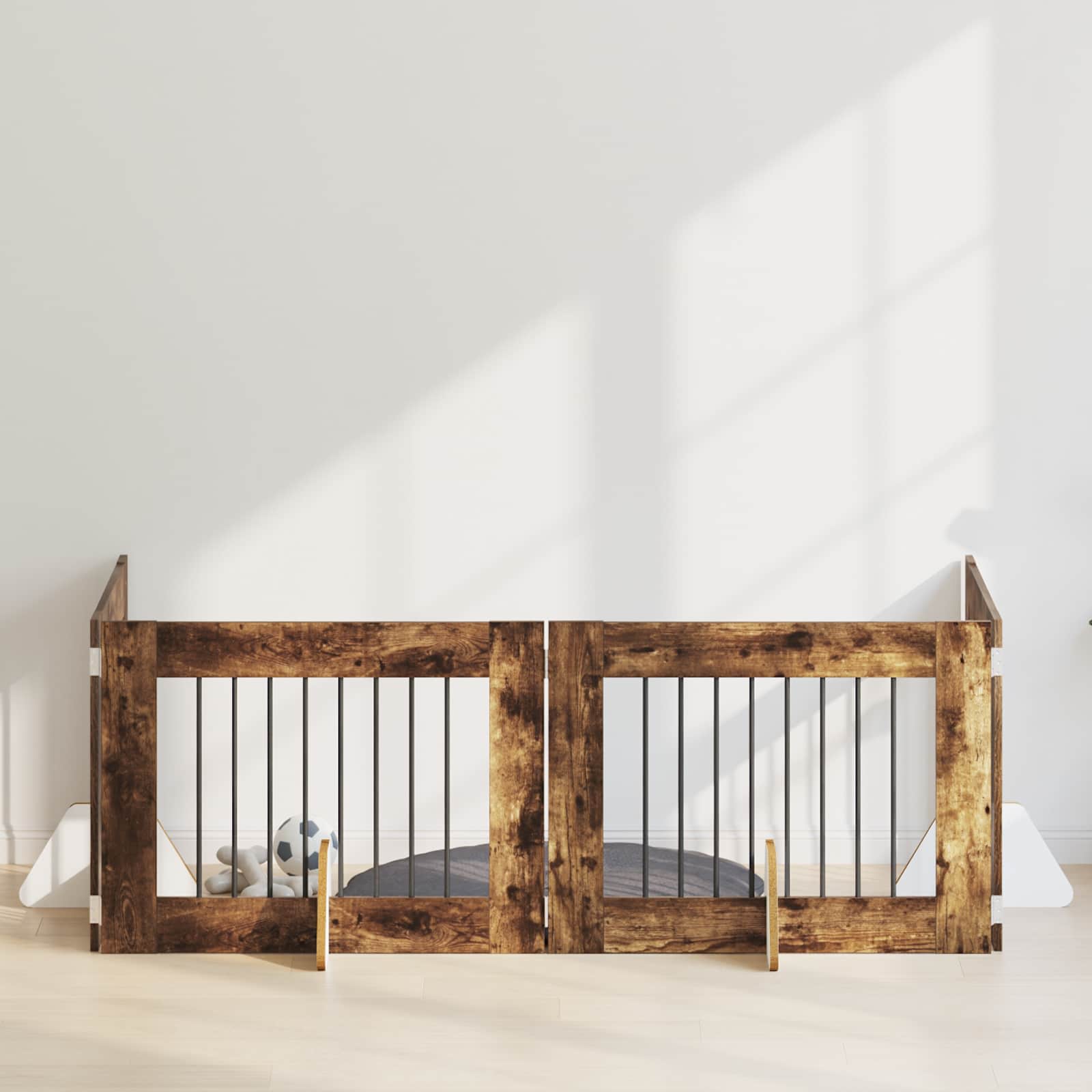 Cancello Per Cani Con Supporti 4 Pcs Rovere Fumo 80 X 60 cm