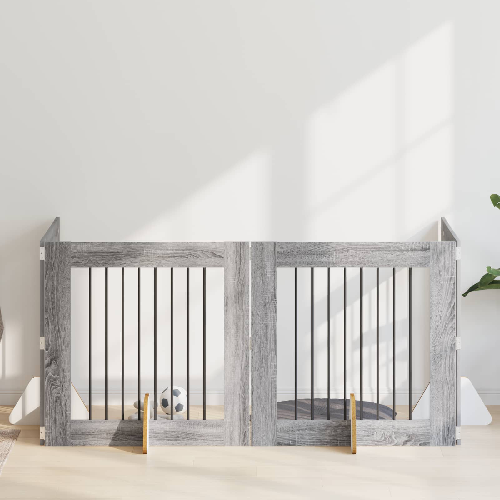Cancello Per Cani Con Supporti 4 Pcs Grigio Sonoma 80 X 80 cm