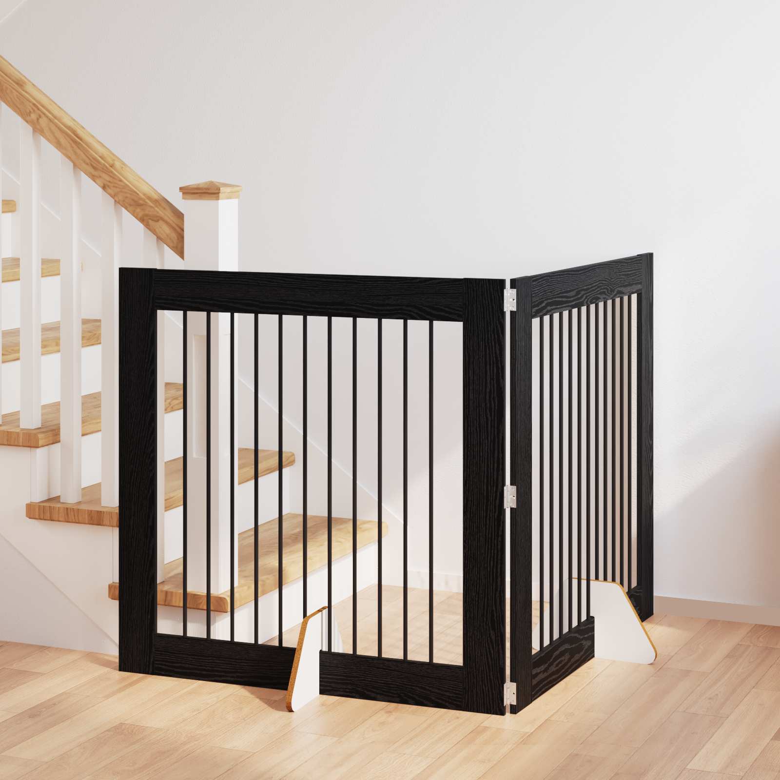 Cancello Per Cani Con Supporti 2 Pcs Rovere Nero 100 X 100 cm