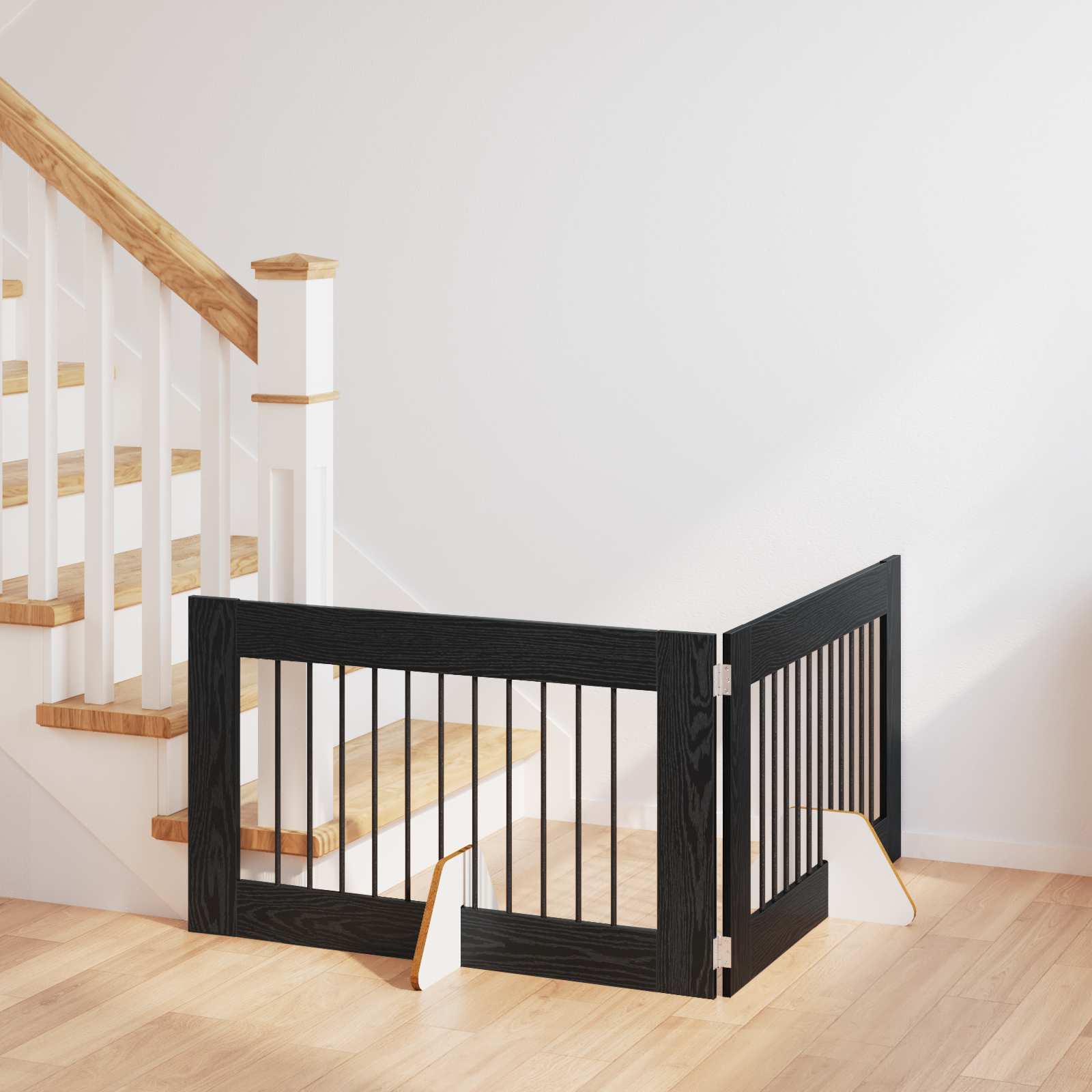 Cancello Per Cani Con Supporti 2 Pcs Rovere Nero 100 X 60 cm