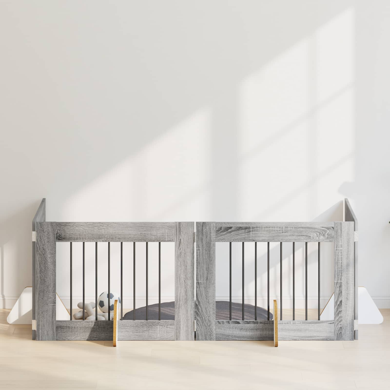 Cancello Per Cani Con Supporti 4 Pcs Grigio Sonoma 80 X 60 cm