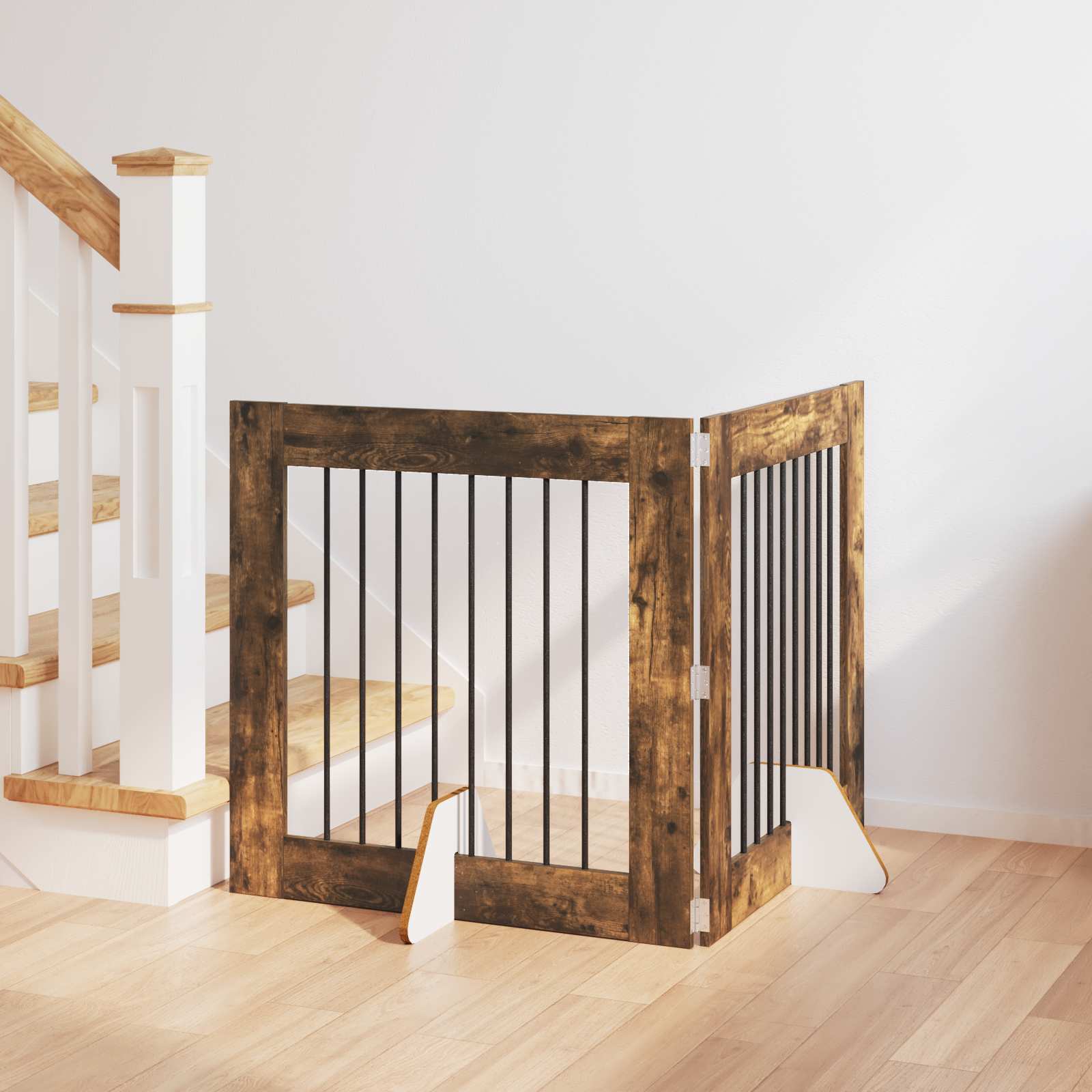 Cancello Per Cani Con Supporti 2 Pcs Rovere Fumo 80 X 80 cm