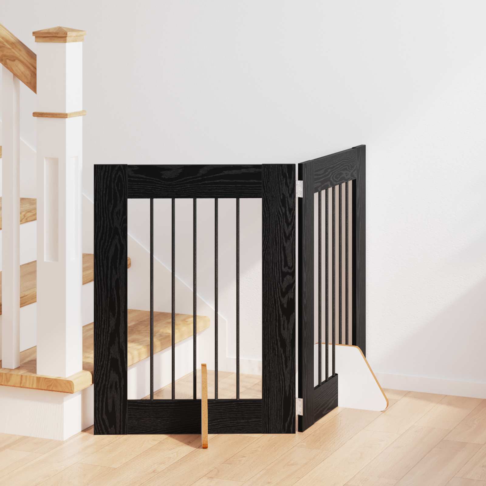 Cancello Per Cani Con Supporti 2 Pcs Rovere Nero 60 X 60 cm