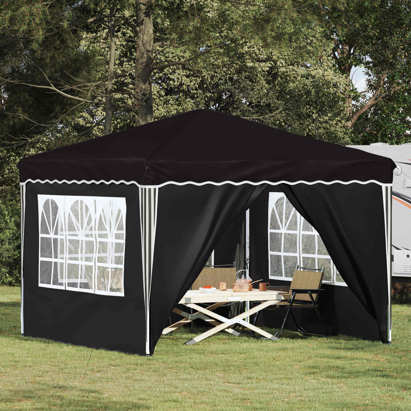 Tenda Per Feste A PoP-Up Nero 288 X 288 X 245 Cm Tessuto Oxford