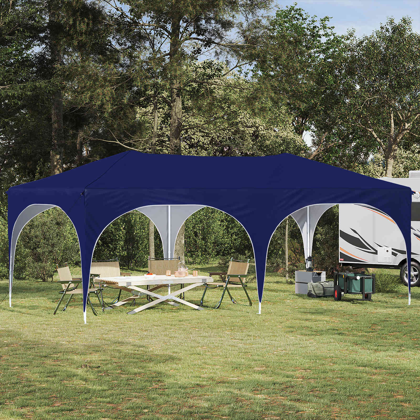 Tenda Per Feste A PoP-Up Blu 575 X 288 X 245 Cm Tessuto Oxford