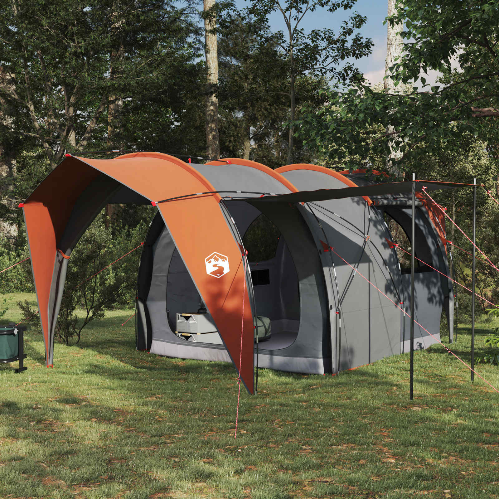 Tenda A Tunnel Grigio E Arancione 382 X 262 X 214 cm