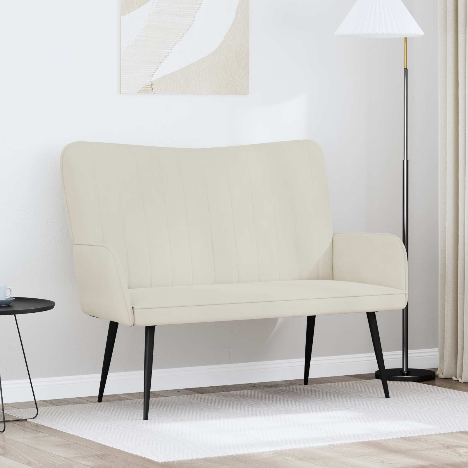 Sofa A Due Posti Crema 115 X 61 X 87 Cm Velluto