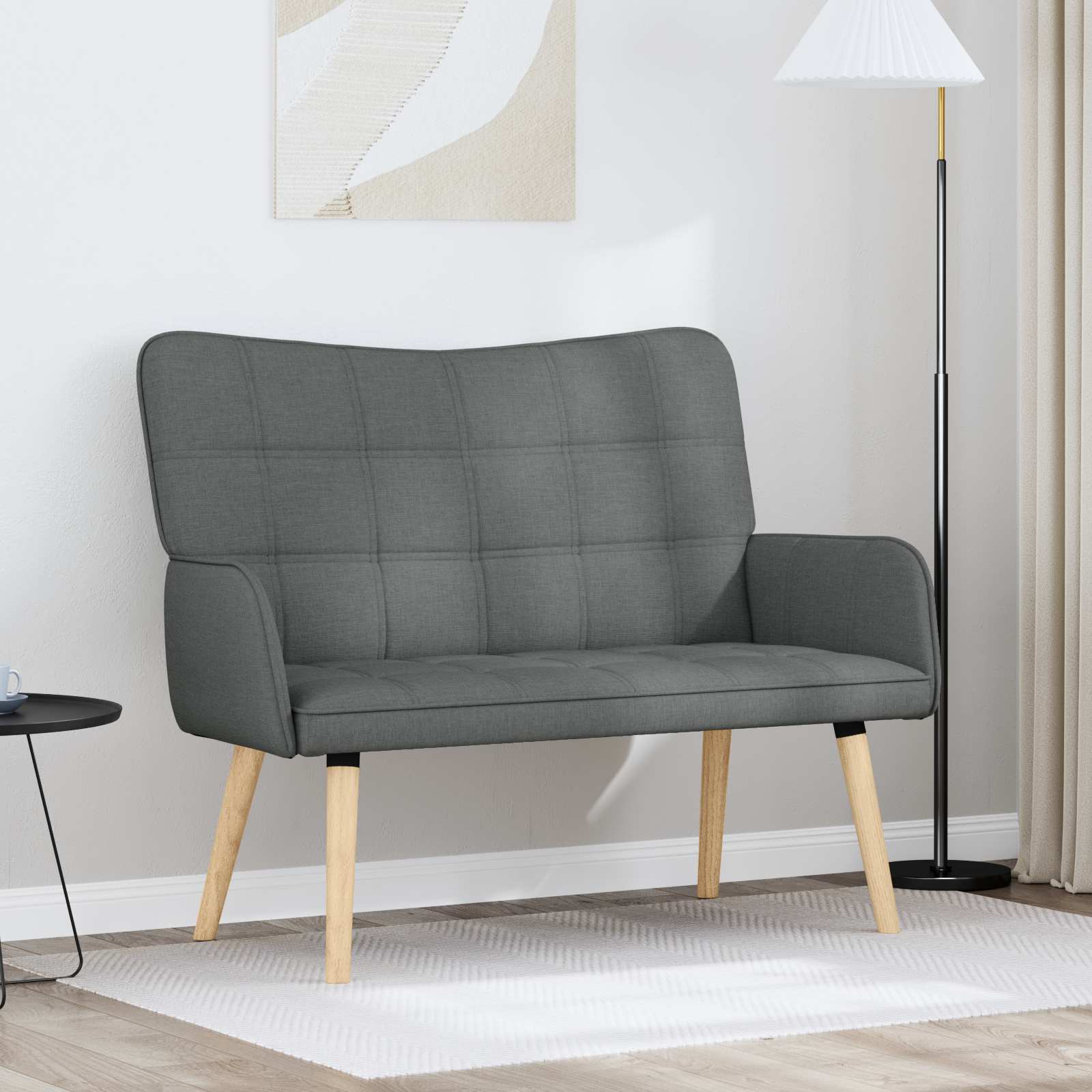 Sofa A Due Posti Grigio Scuro 115 X 61 X 87 Cm Tessuto