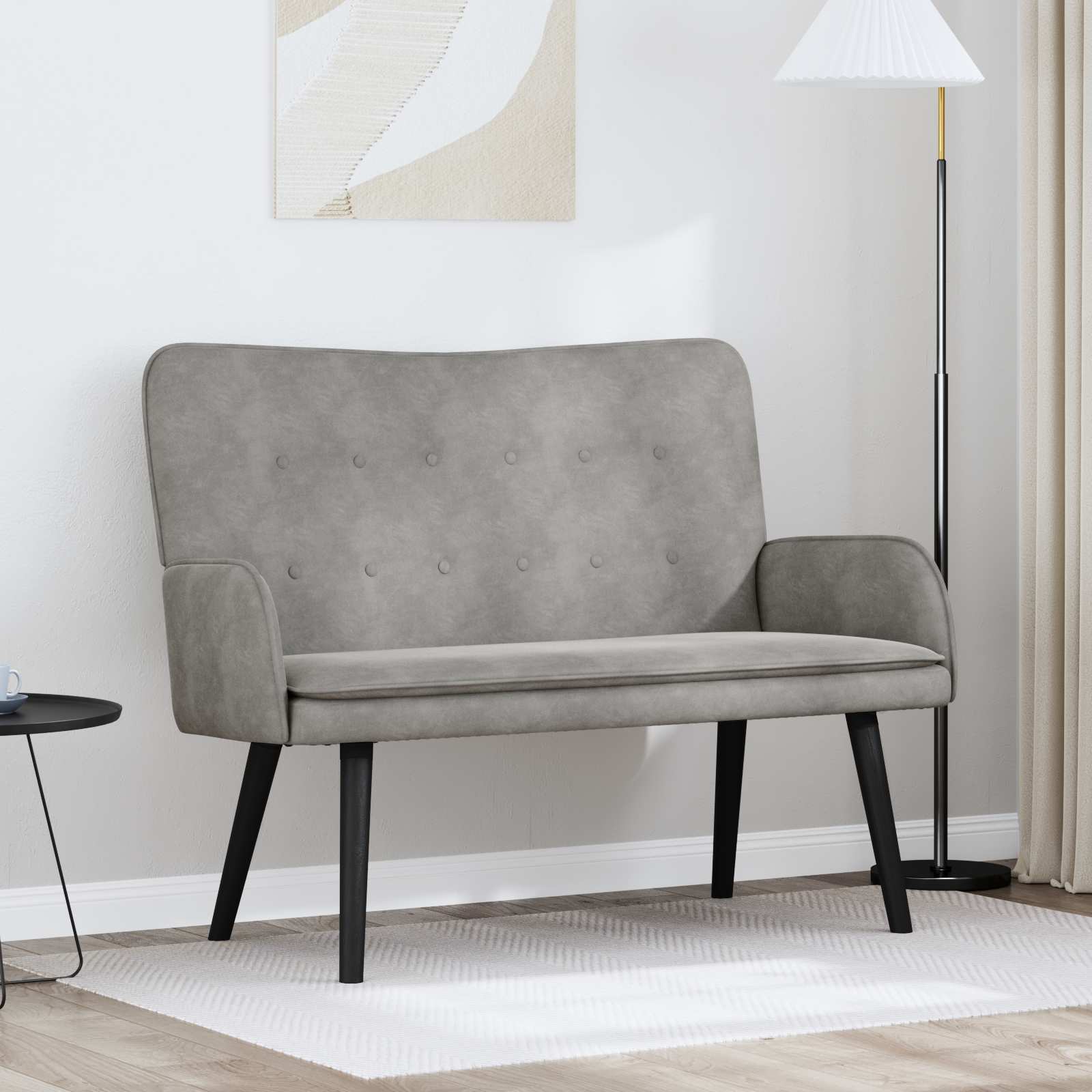 Sofa A Due Posti Grigio Chiaro 115 X 61 X 87 Cm Velluto
