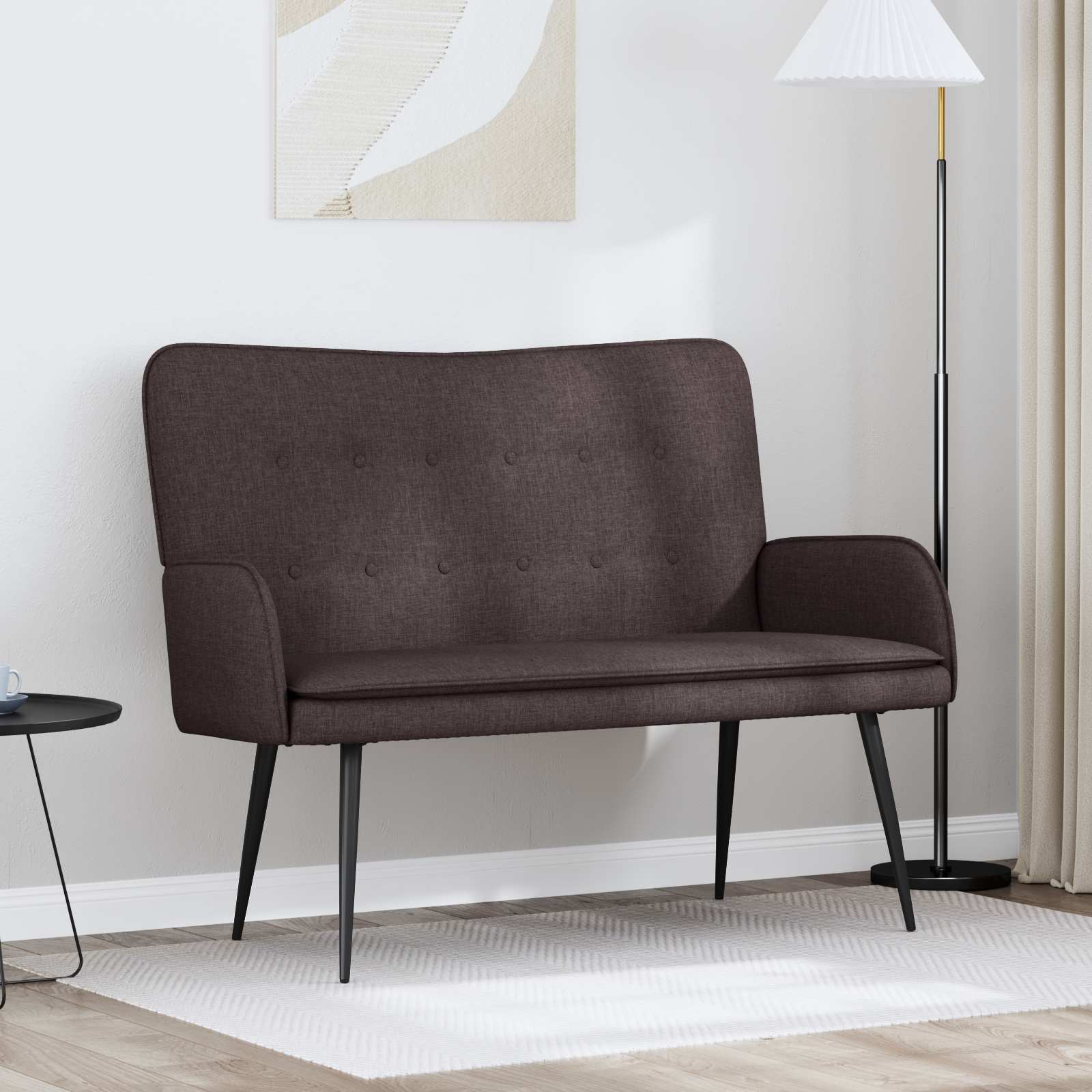 Divano A 2 Posti Marrone Scuro 115 X 61 X 87 Cm Tessuto