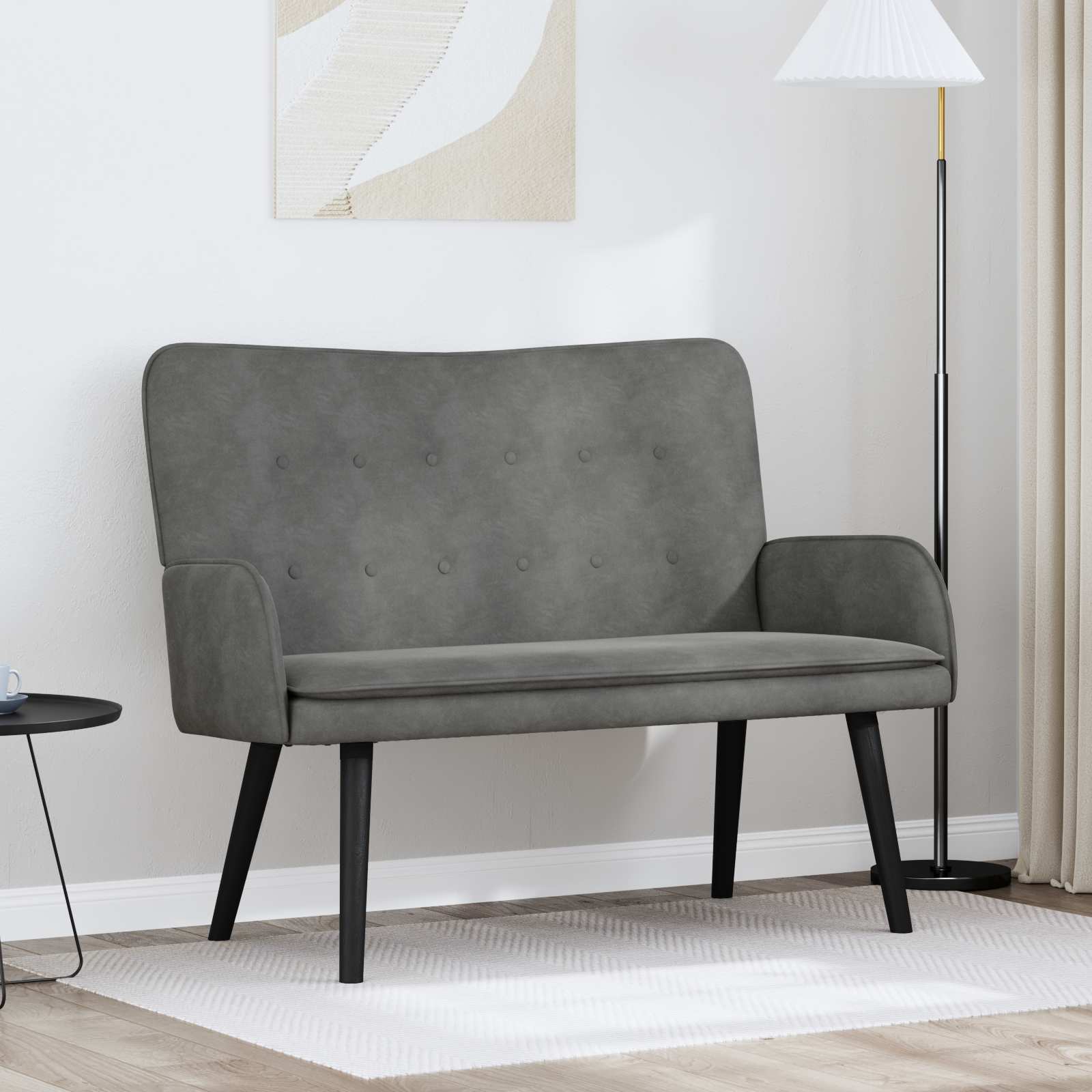 Sofa A Due Posti Grigio Scuro 115 X 61 X 87 Cm Velluto
