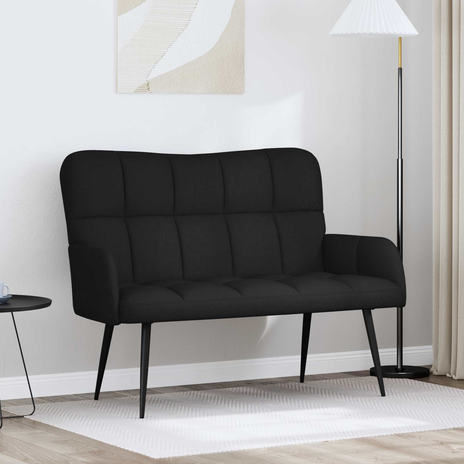 Sofa A Due Posti Nero 115 X 61 X 87 Cm Tessuto