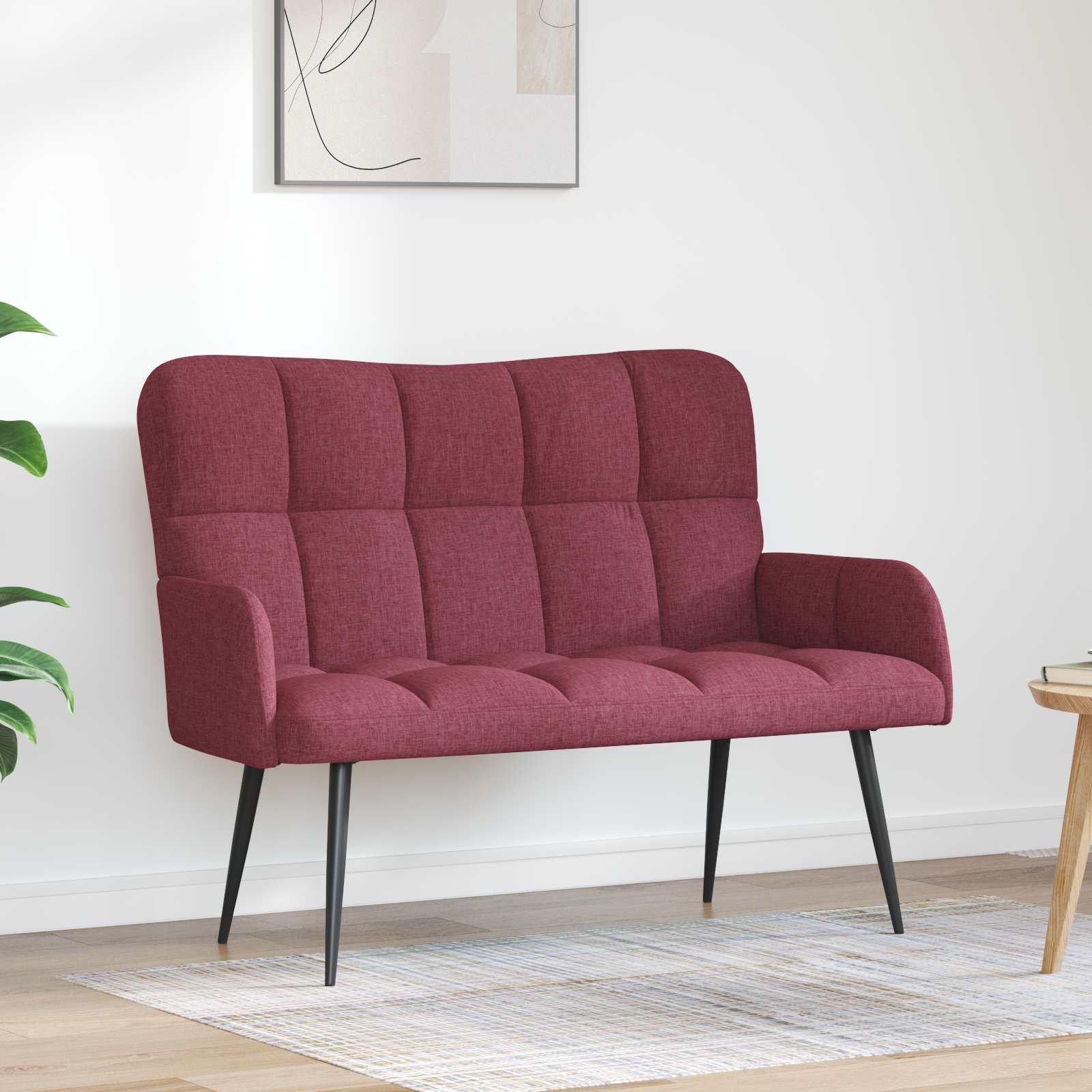 Sofa A Due Posti Rosso Vino 115 X 61 X 87 Cm Tessuto