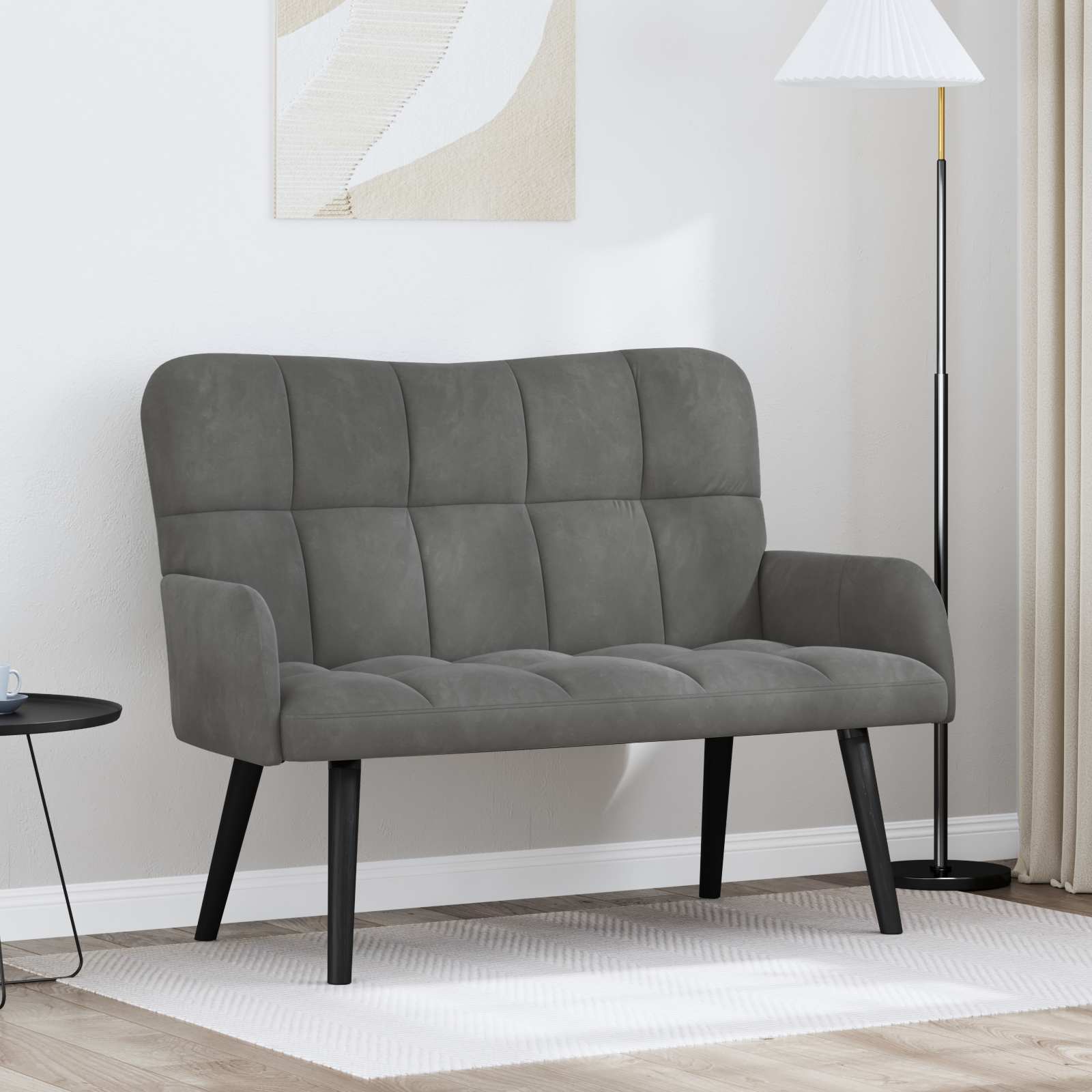Sofa A Due Posti Grigio Scuro 115 X 61 X 87 Cm Velluto