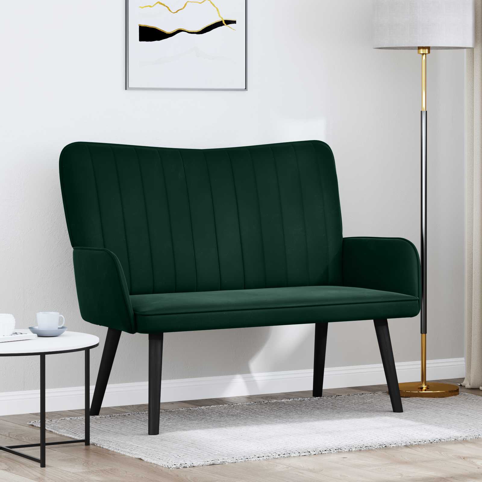 Sofa A Due Posti Verde Scuro 115 X 61 X 87 Cm Velluto