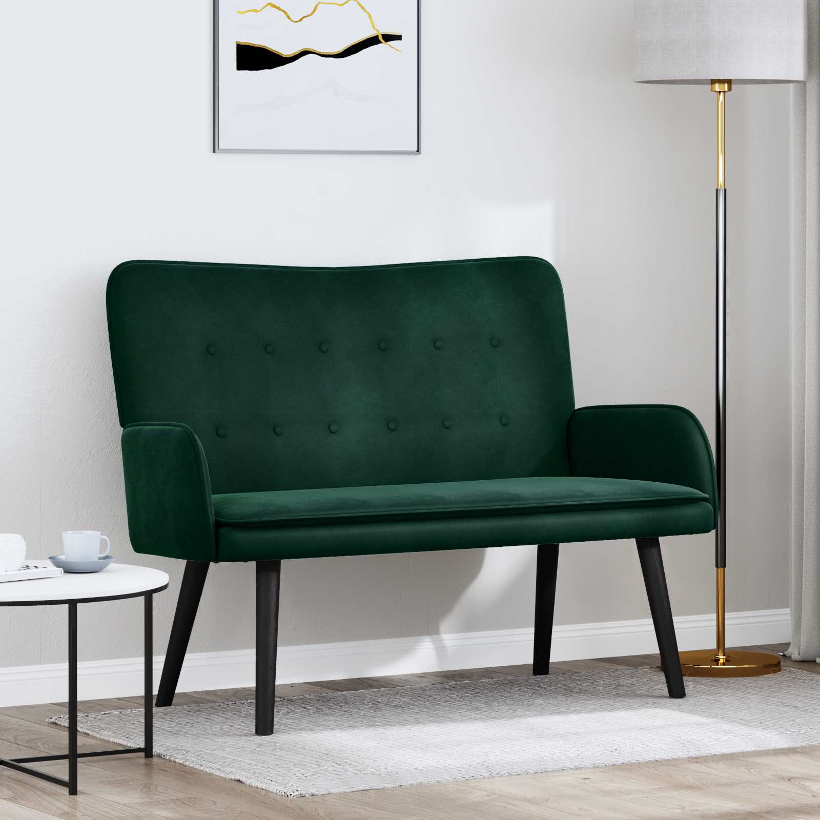 Sofa A Due Posti Verde Scuro 115 X 61 X 87 Cm Velluto