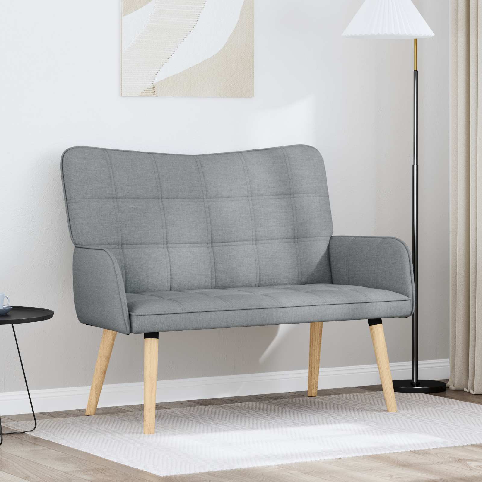 Sofa A Due Posti Grigio Chiaro 115 X 61 X 87 Cm Tessuto