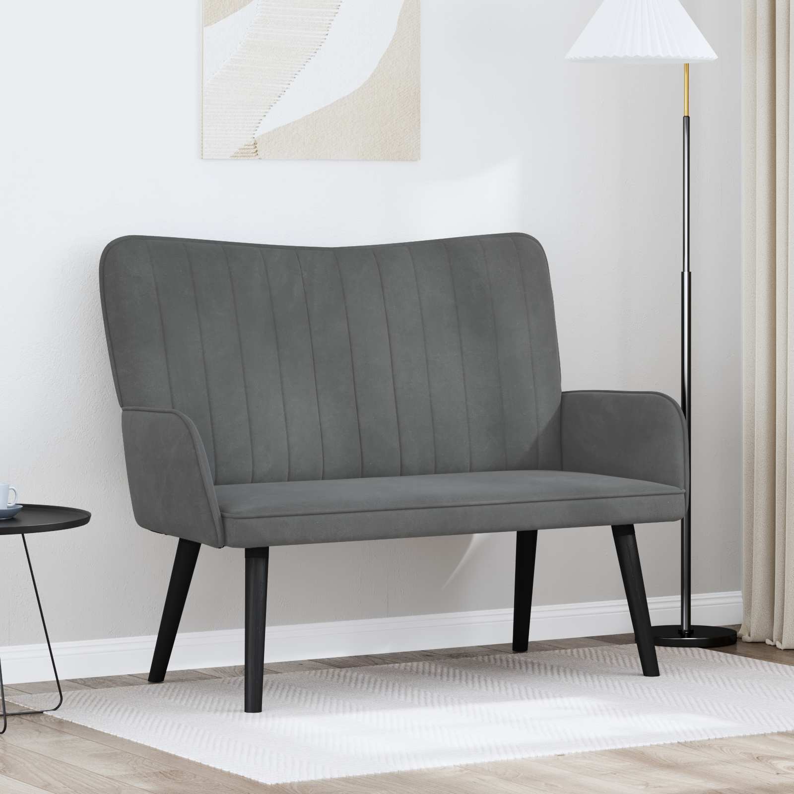 Sofa A Due Posti Grigio Scuro 115 X 61 X 87 Cm Velluto