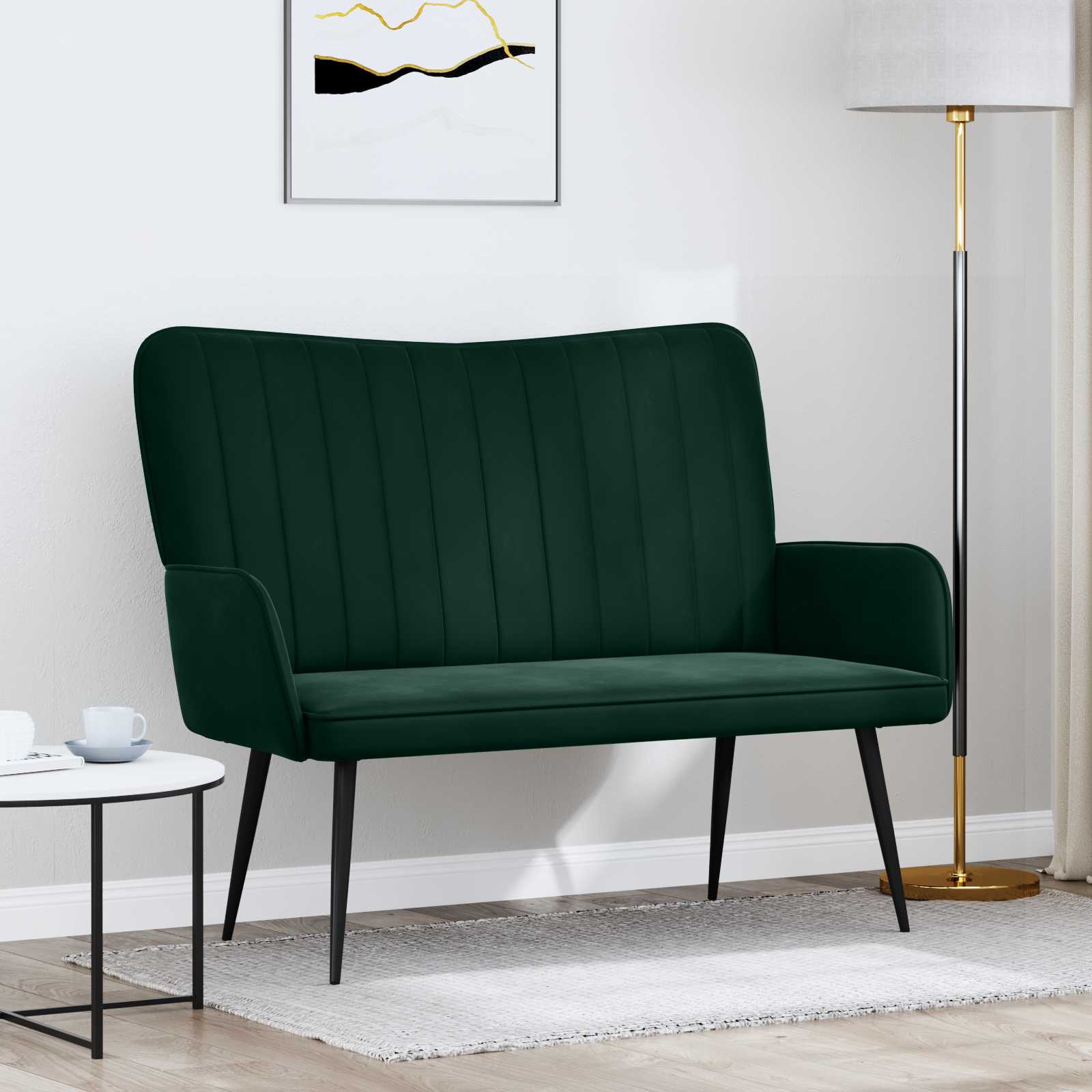 Sofa A Due Posti Verde Scuro 115 X 61 X 87 Cm Velluto