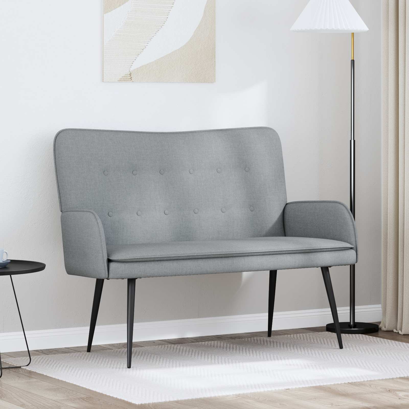 Divano A 2 Posti Grigio Chiaro 115 X 61 X 87 Cm Tessuto