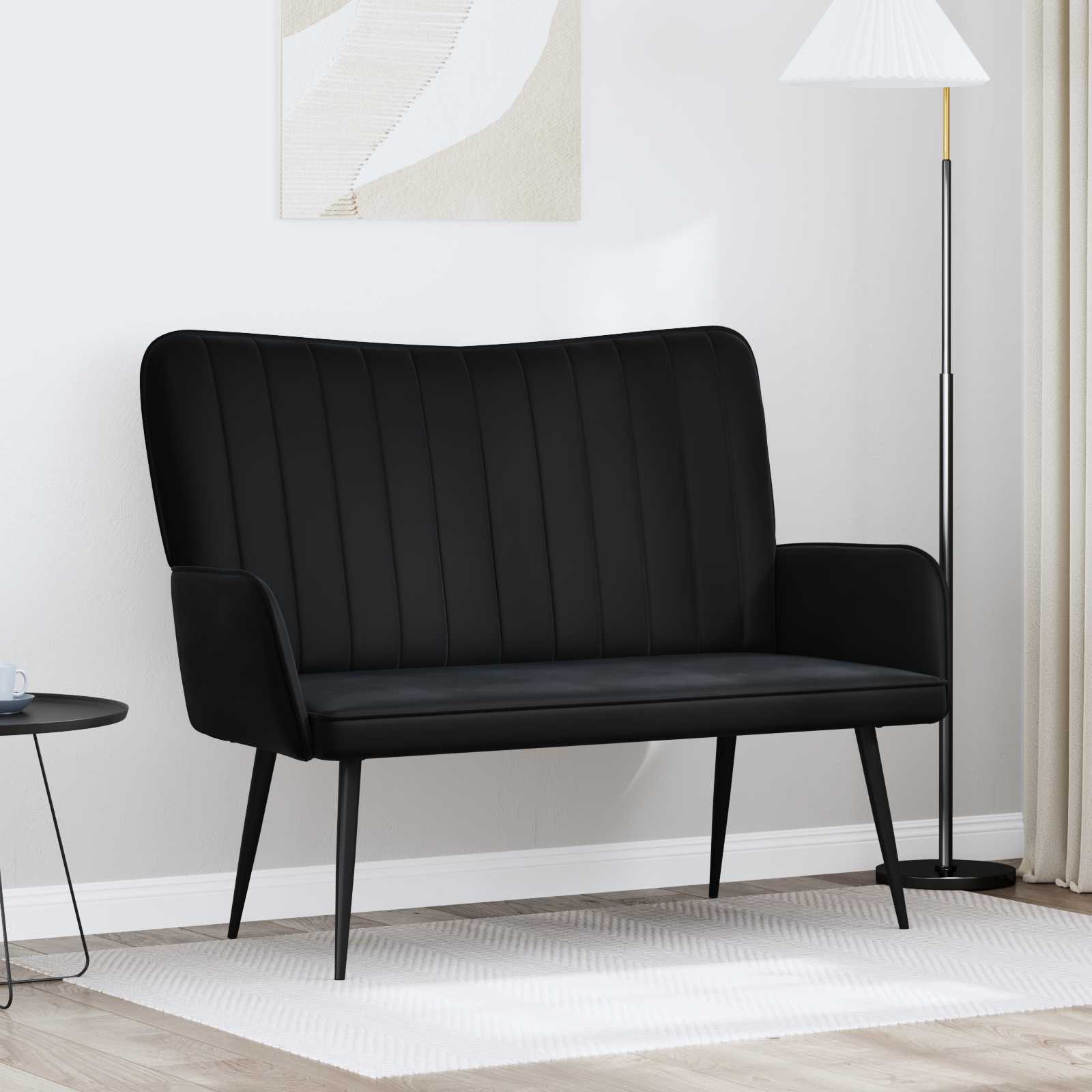 Sofa A Due Posti Nero 115 X 61 X 87 Cm Velluto