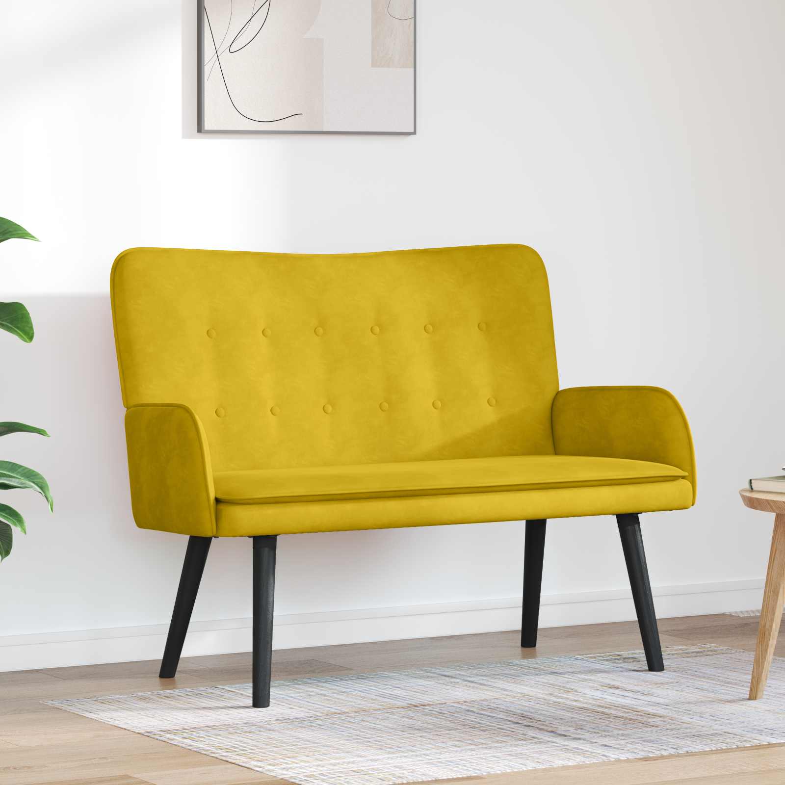 Sofa A Due Posti Giallo 115 X 61 X 87 Cm Velluto