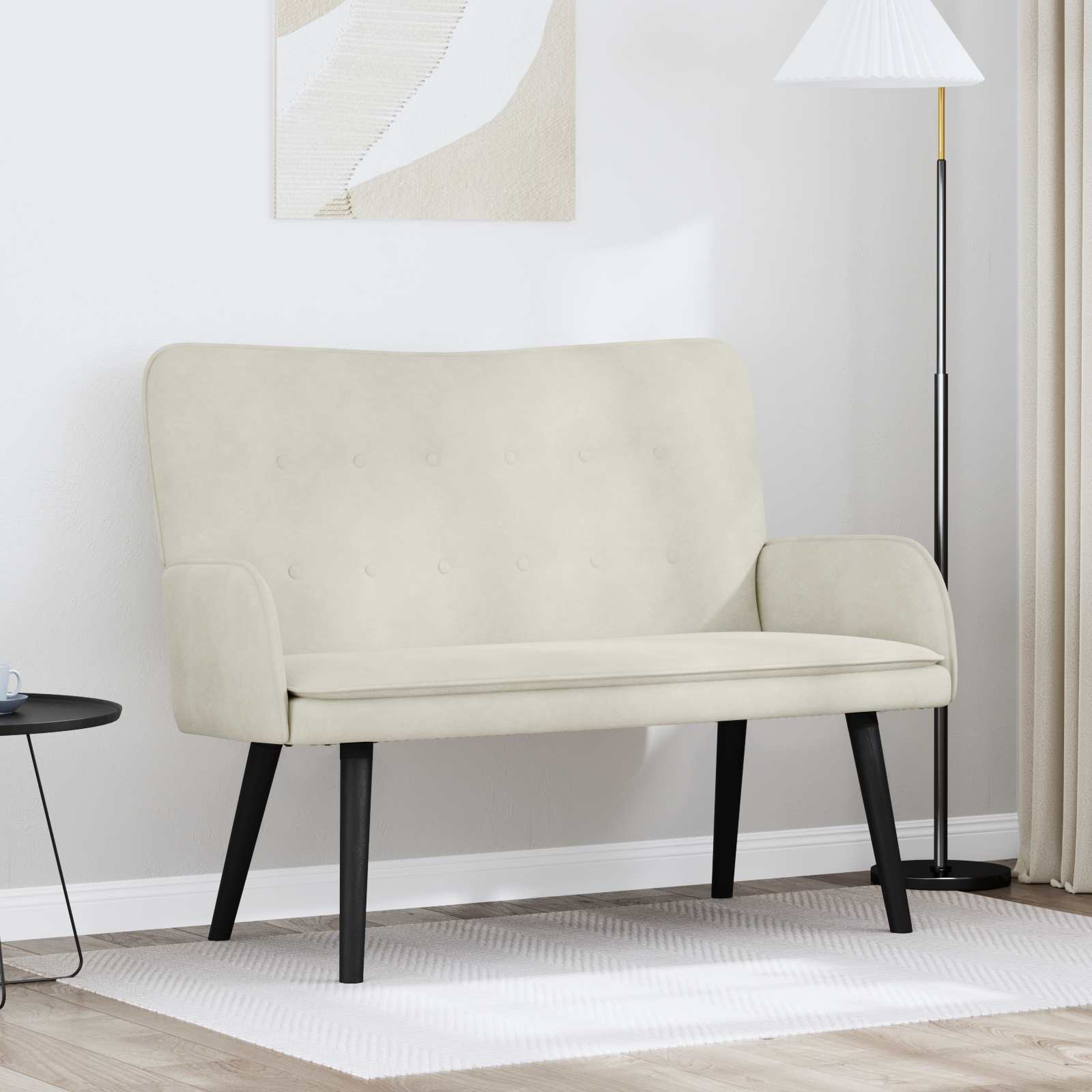 Sofa A Due Posti Crema 115 X 61 X 87 Cm Velluto