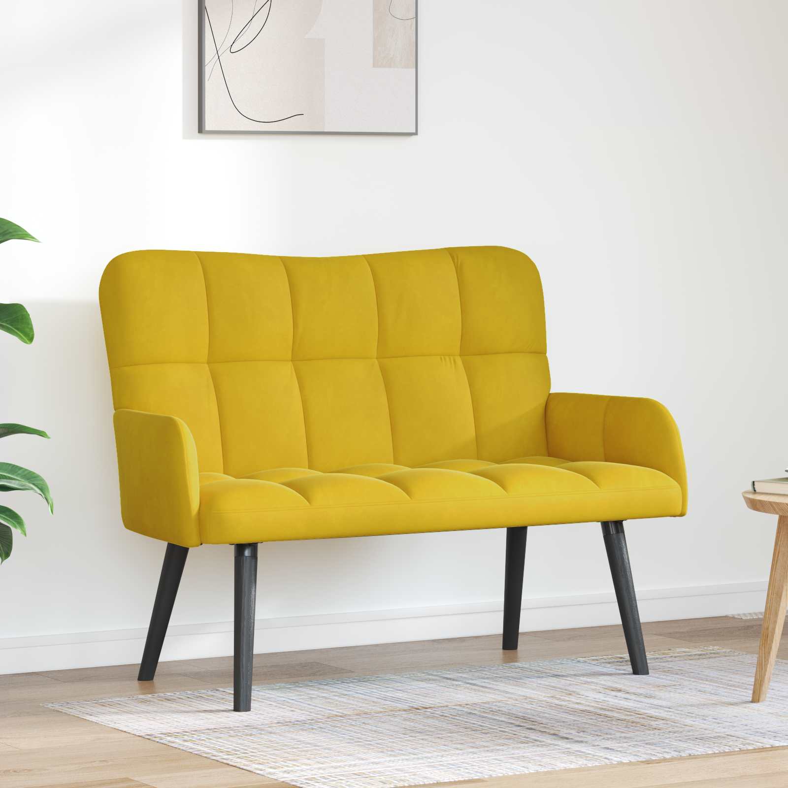 Sofa A Due Posti Giallo 115 X 61 X 87 Cm Velluto