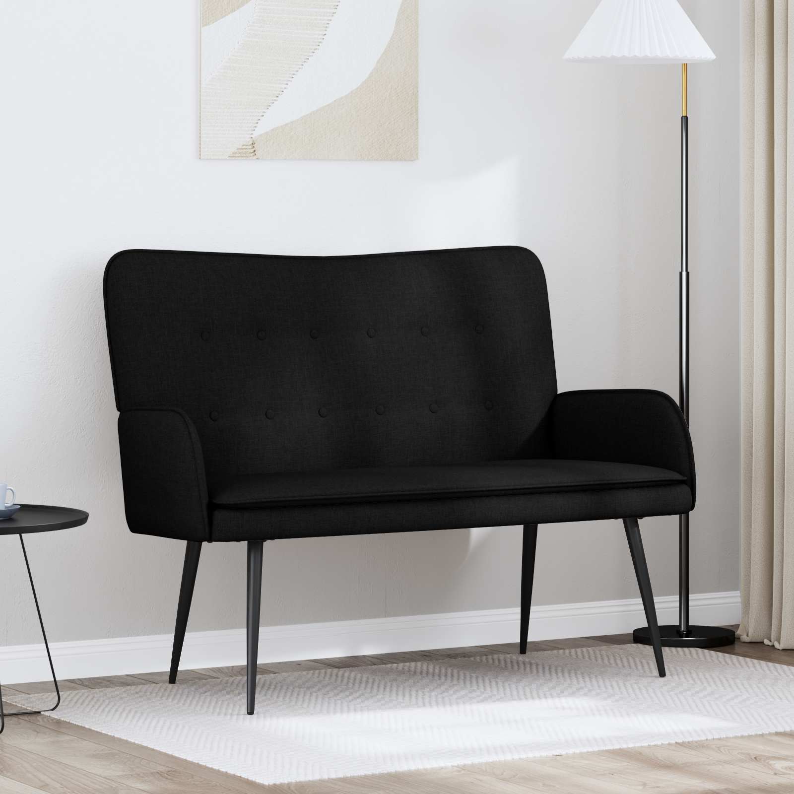 Divano A 2 Posti Nero 115 X 61 X 87 Cm Tessuto