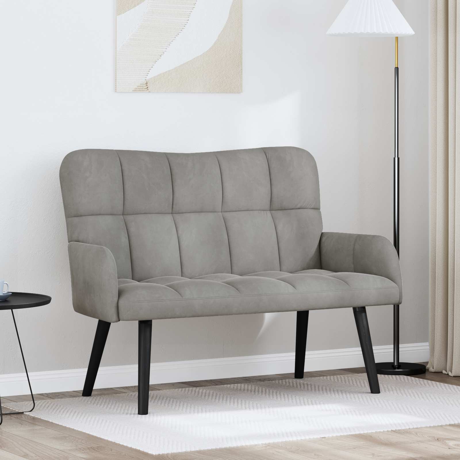 Sofa A Due Posti Grigio Chiaro 115 X 61 X 87 Cm Velluto