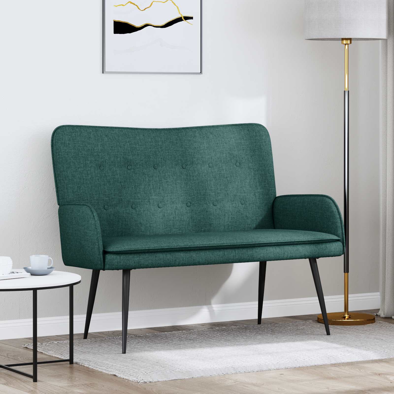 Divano A 2 Posti Verde Scuro 115 X 61 X 87 Cm Tessuto