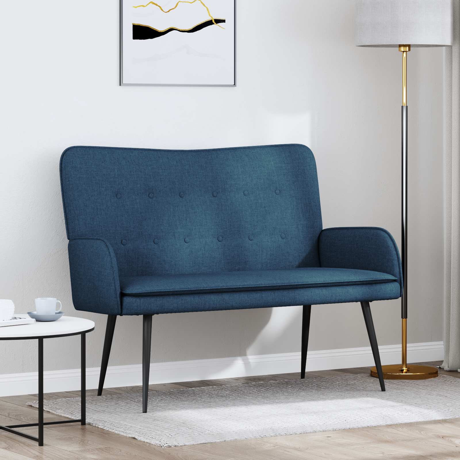 Divano A 2 Posti Blu 115 X 61 X 87 Cm Tessuto