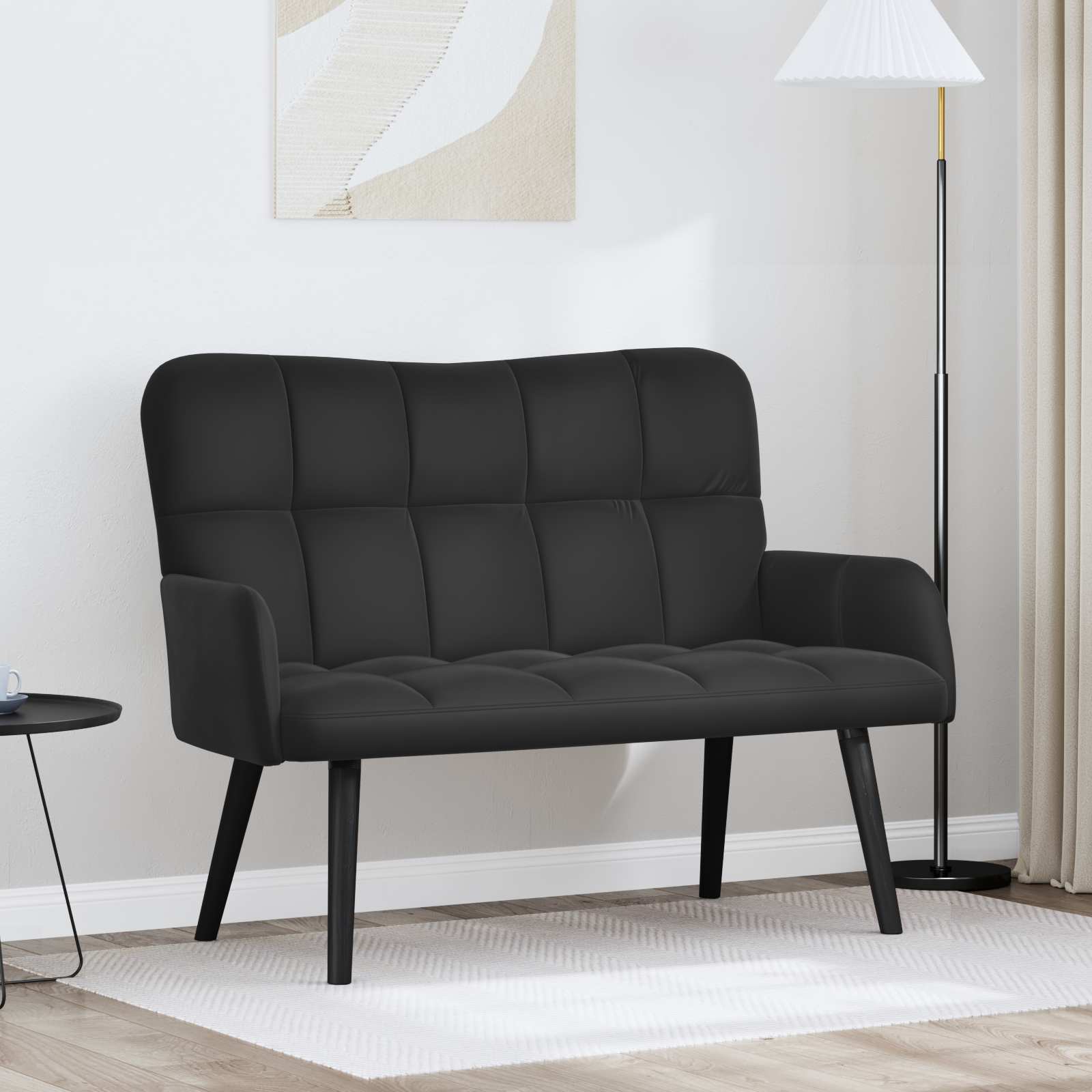 Sofa A Due Posti Nero 115 X 61 X 87 Cm Velluto