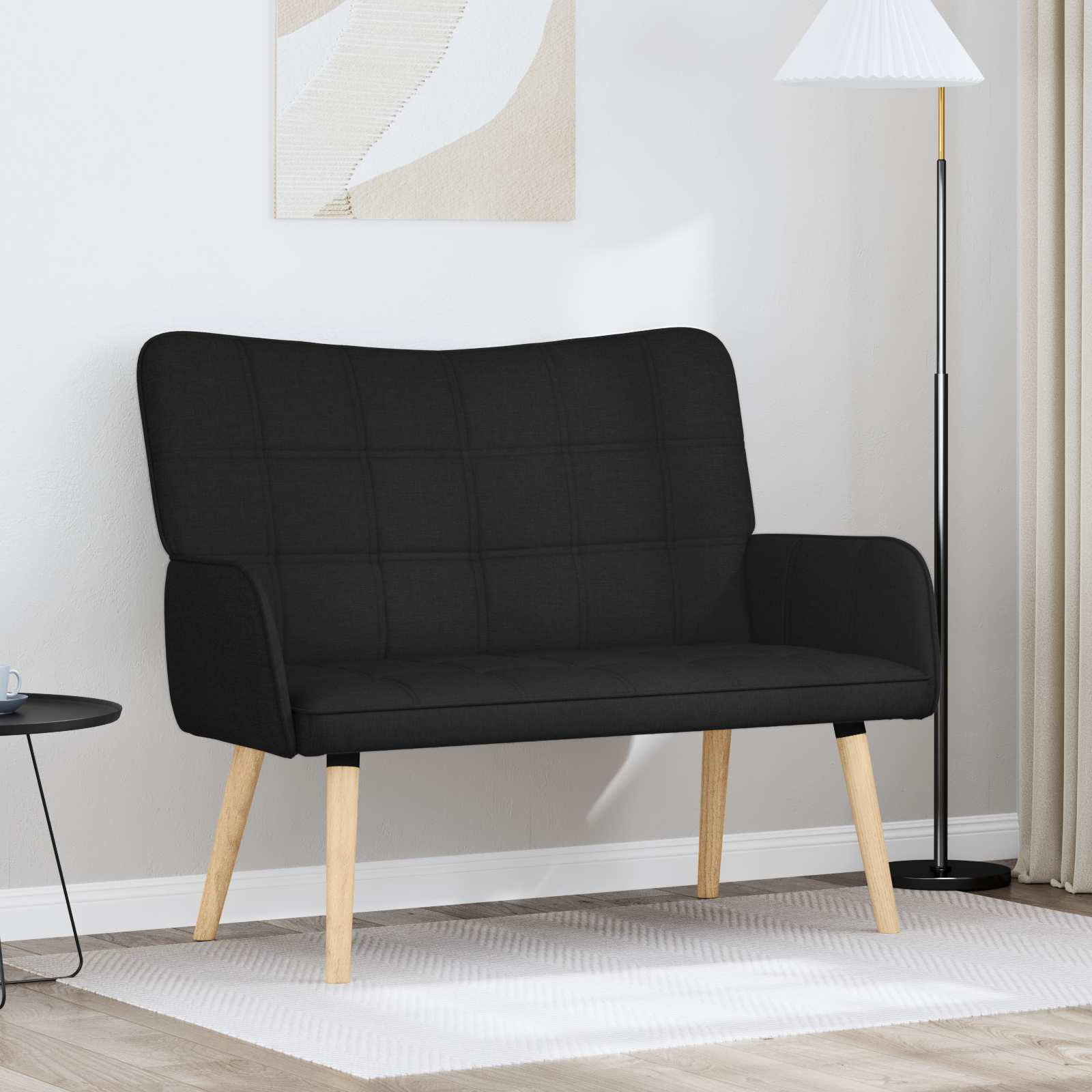Sofa A Due Posti Nero 115 X 61 X 87 Cm Tessuto