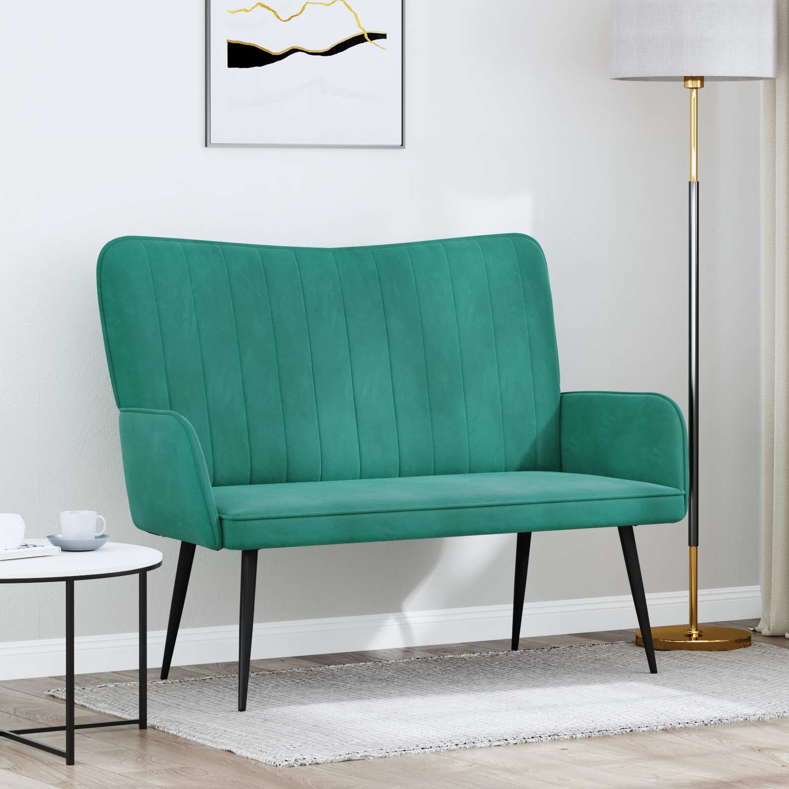 Sofa A Due Posti Turchese 115 X 61 X 87 Cm Velluto