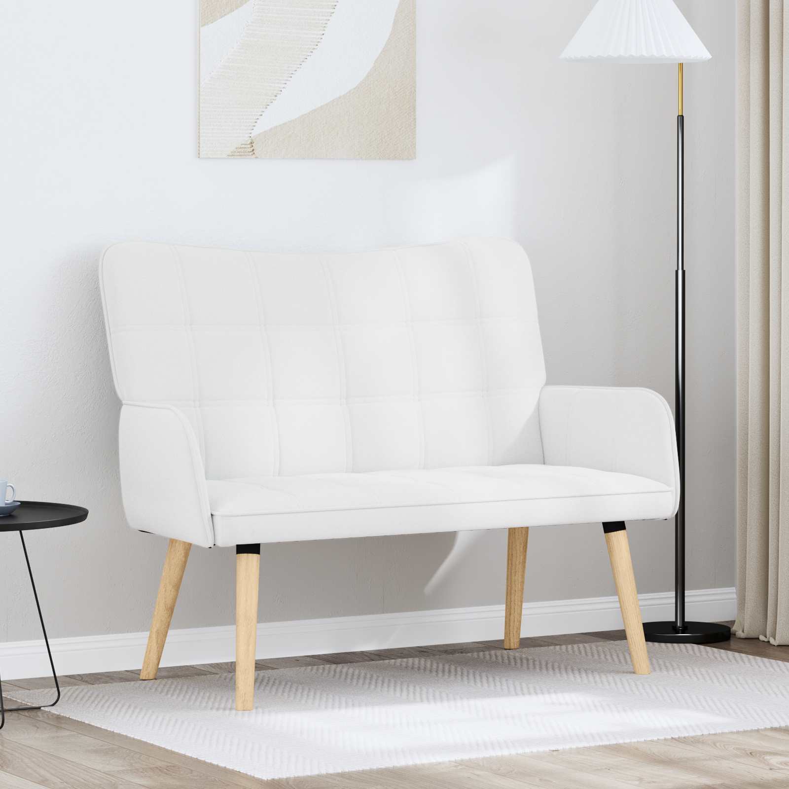Sofa A Due Posti Bianco 115 X 61 X 87 Cm Tessuto