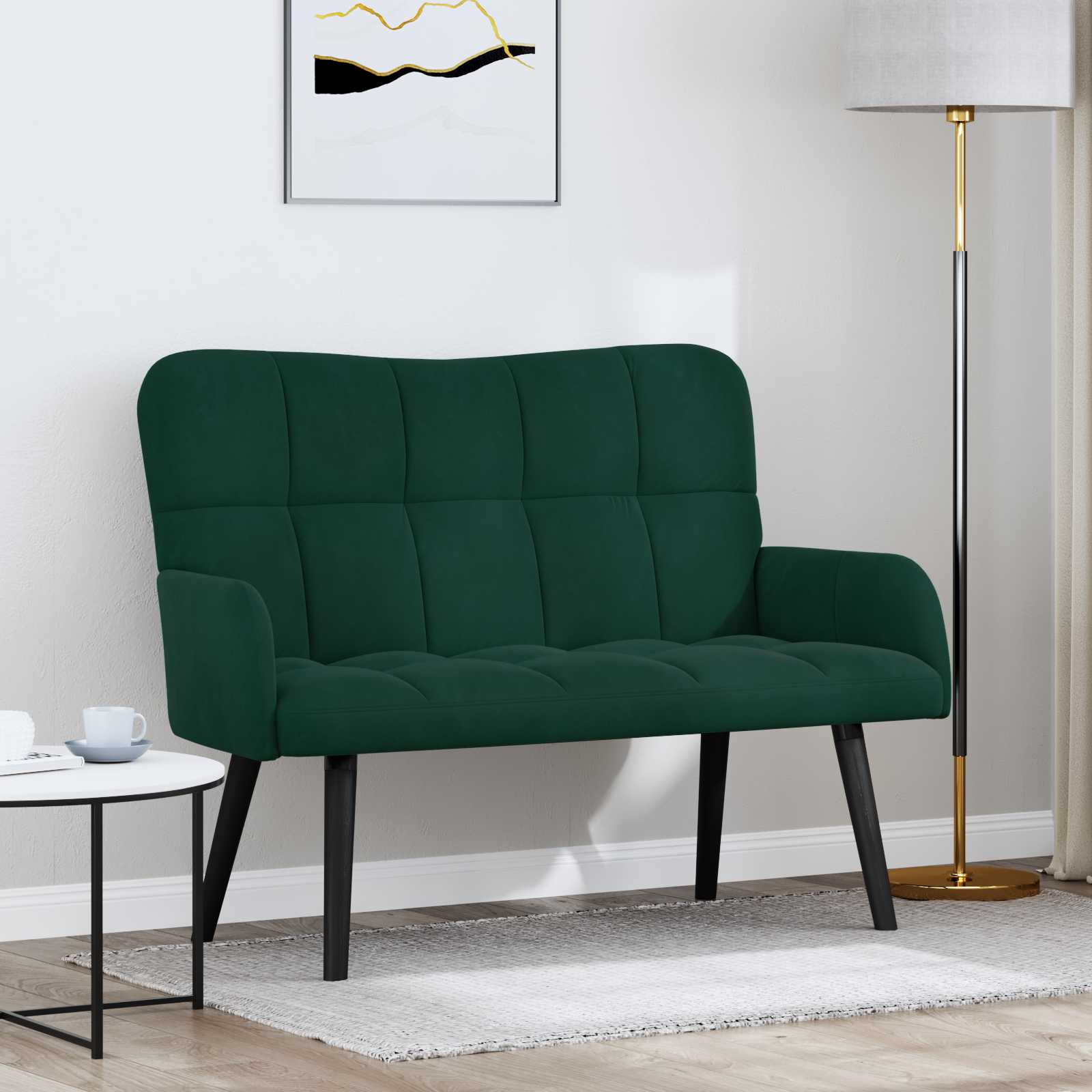 Sofa A Due Posti Verde Scuro 115 X 61 X 87 Cm Velluto