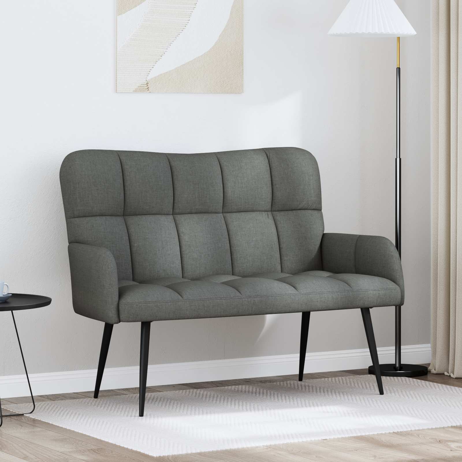 Sofa A Due Posti Grigio Scuro 115 X 61 X 87 Cm Tessuto