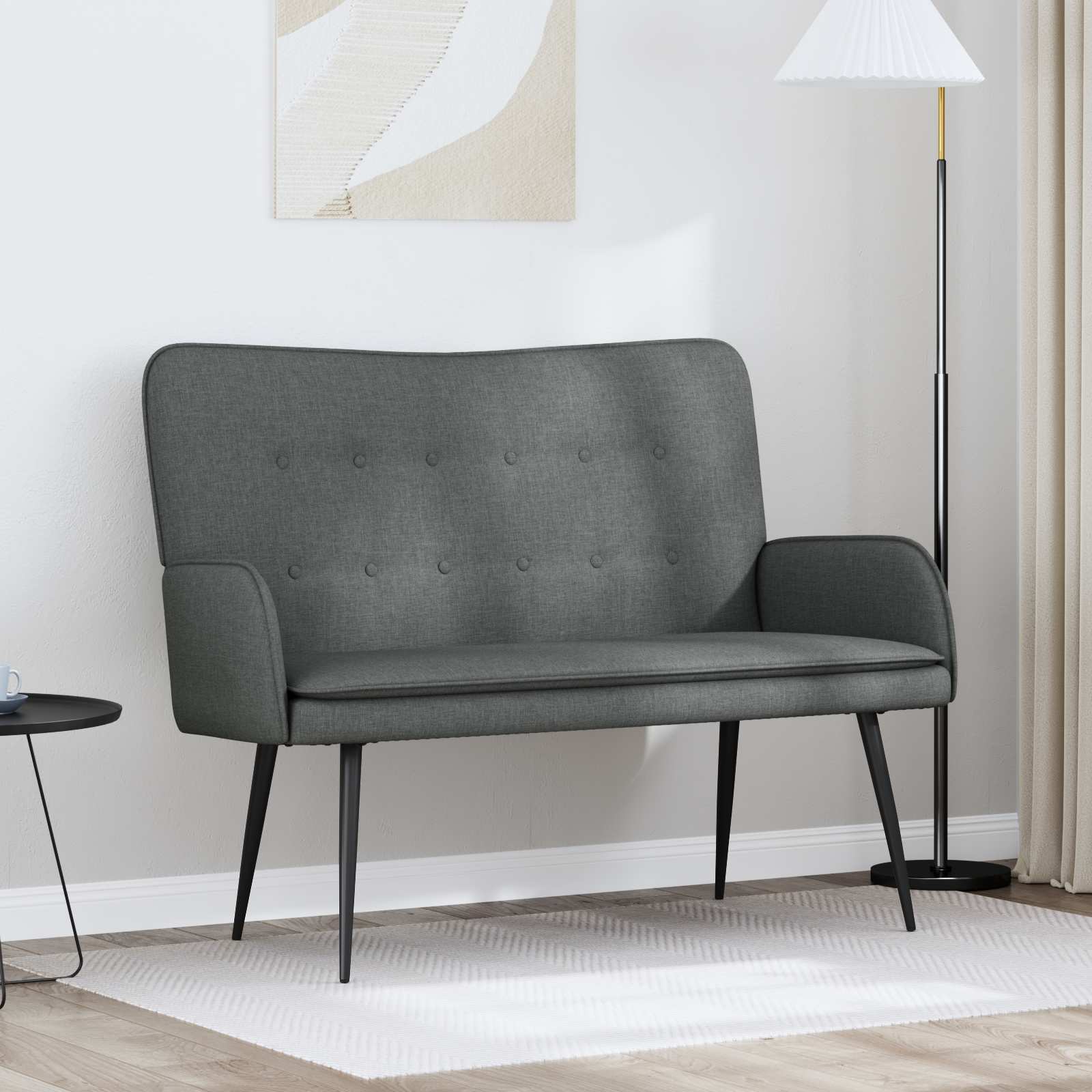 Divano A 2 Posti Grigio Scuro 115 X 61 X 87 Cm Tessuto
