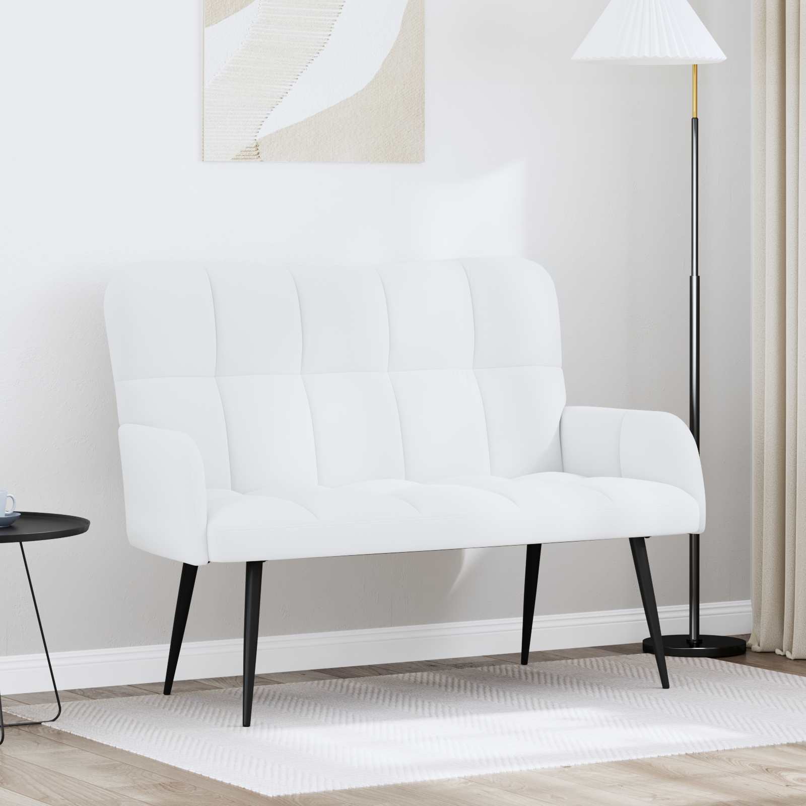 Sofa A Due Posti Bianco 115 X 61 X 87 Cm Tessuto
