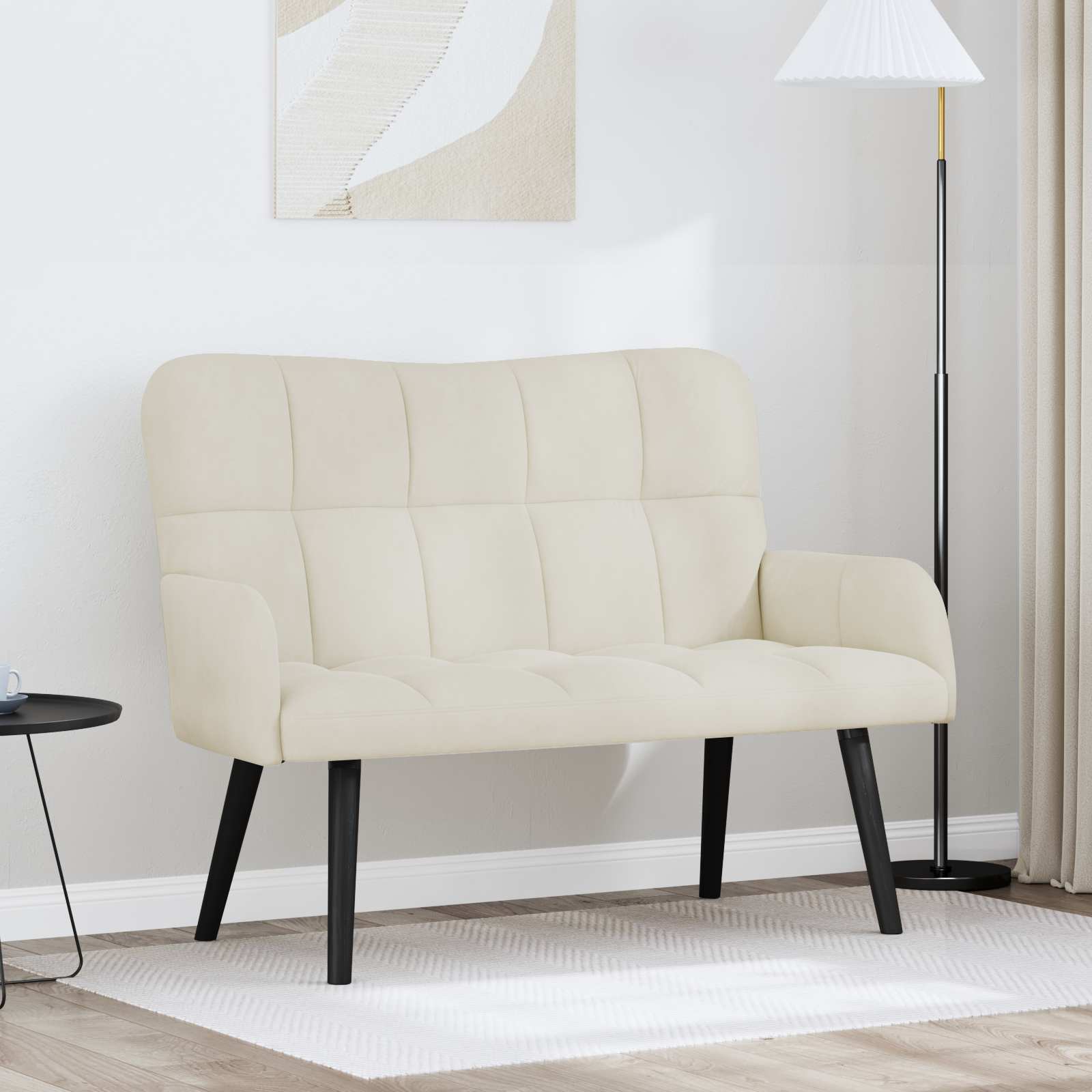 Sofa A Due Posti Crema 115 X 61 X 87 Cm Velluto