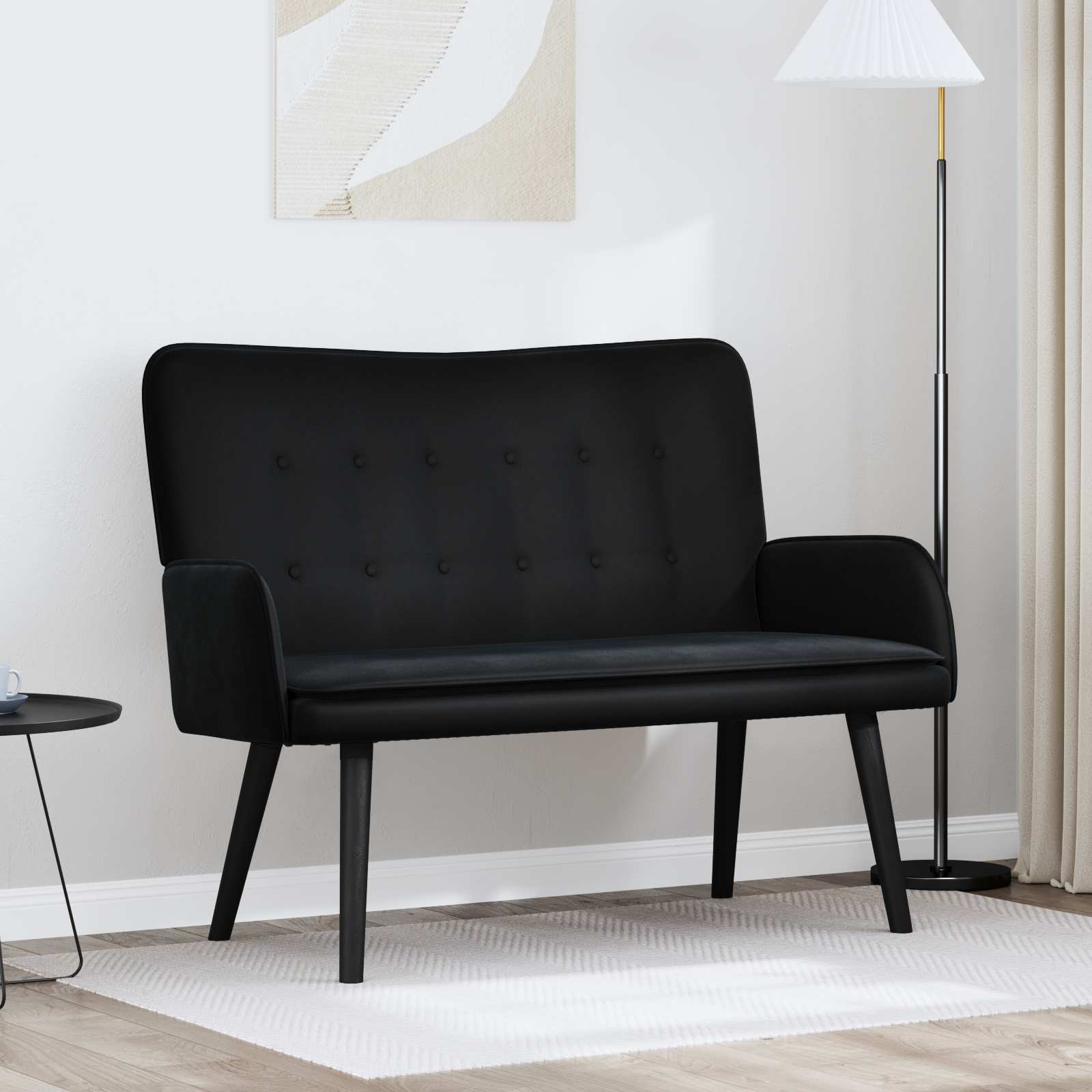 Sofa A Due Posti Nero 115 X 61 X 87 Cm Velluto